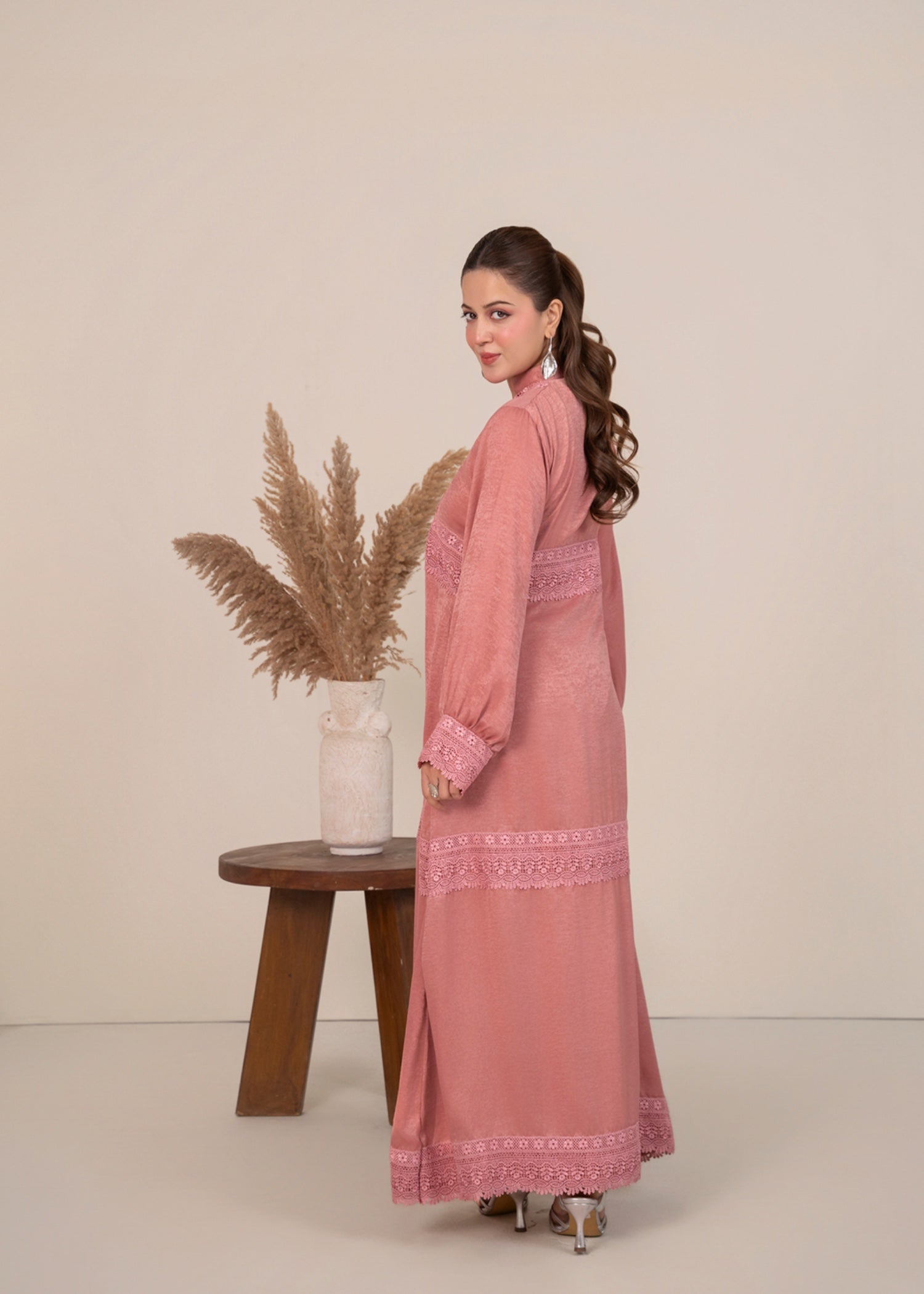 silk satin velvet Maxi in Light pink