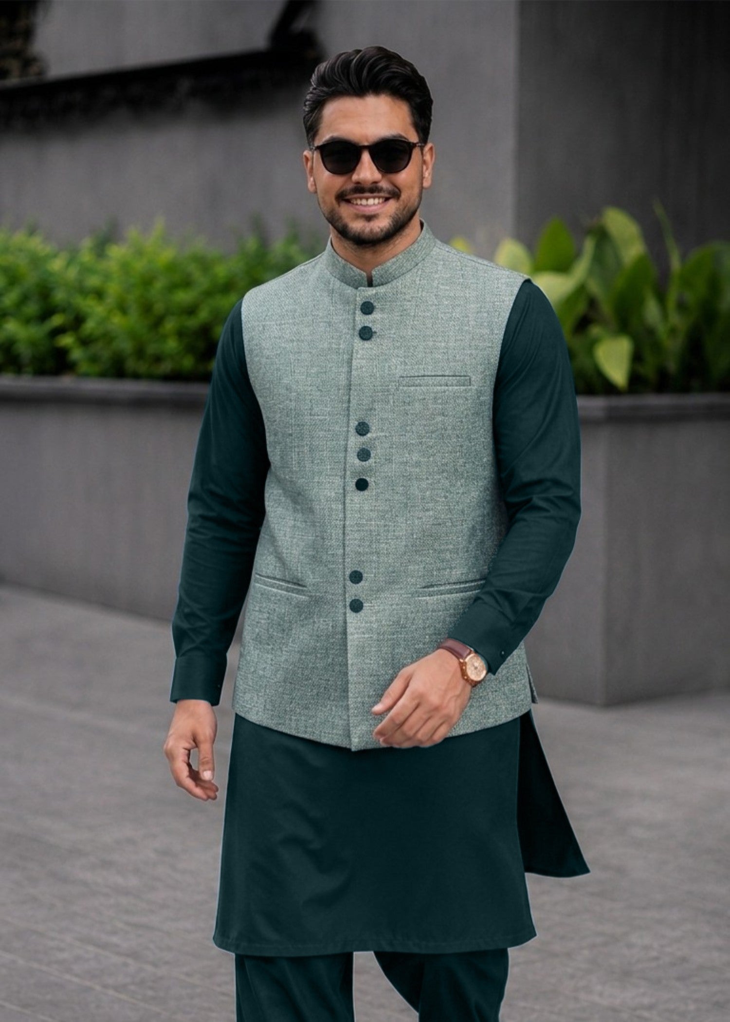 suiting Waistcoat in Emerald green by The Great Masters (TGM)