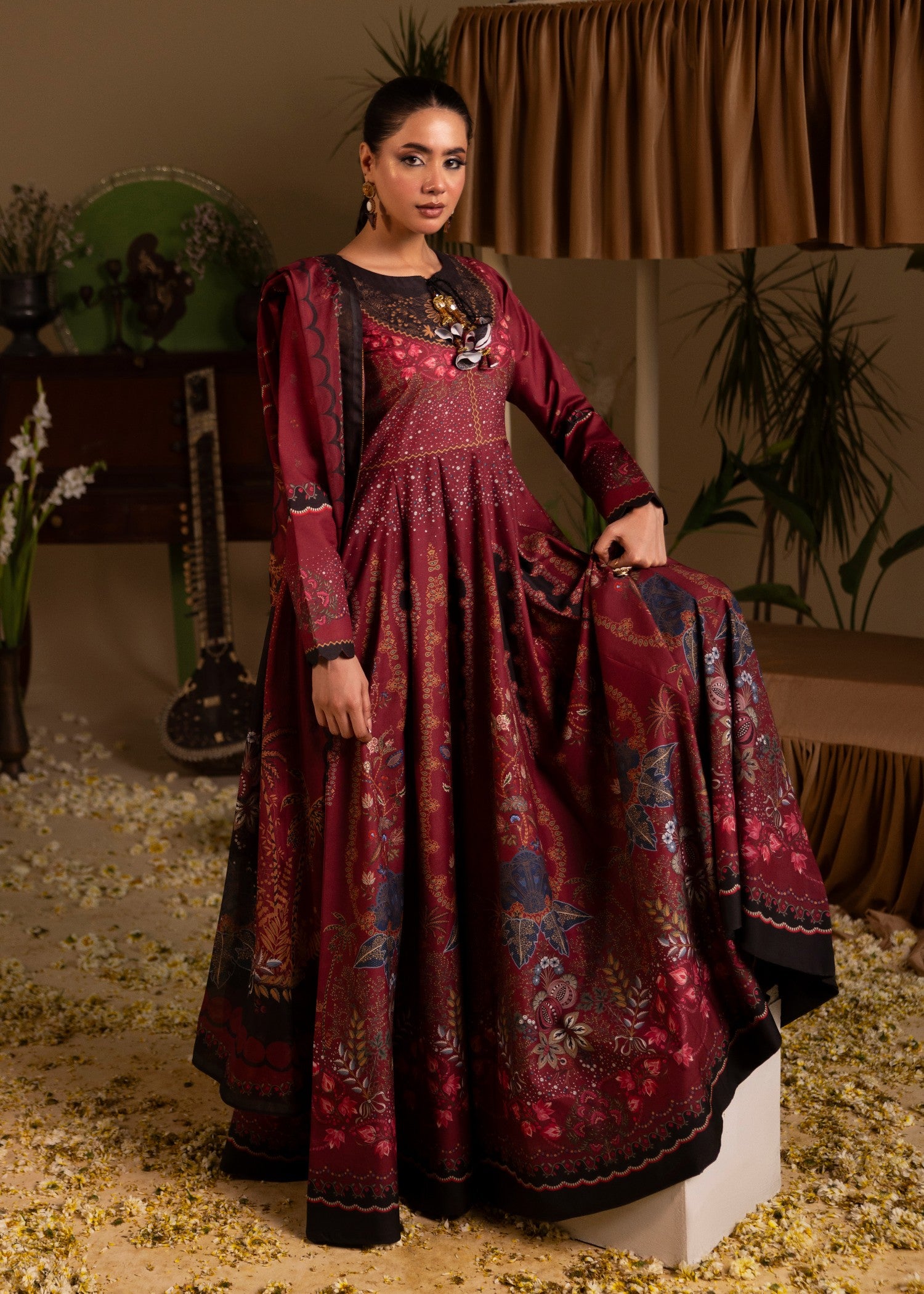 poly lawn Maxi in Blood red