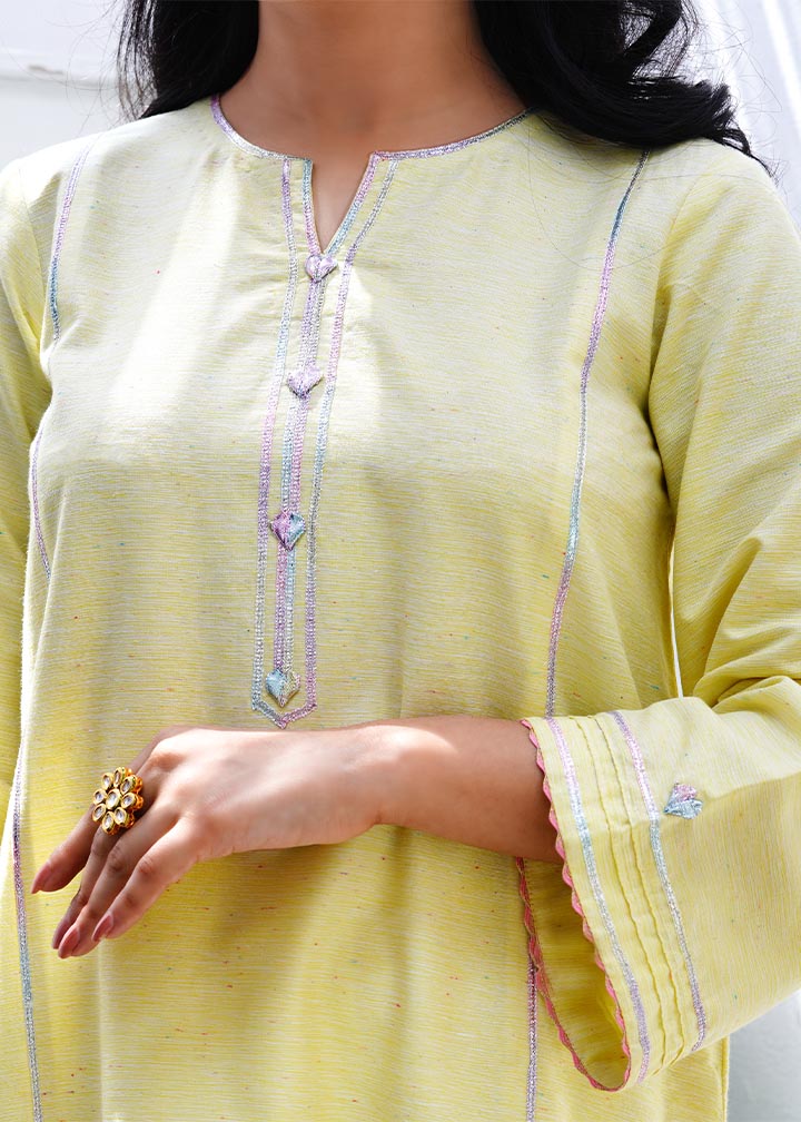 cotton silk Kurti in Butter