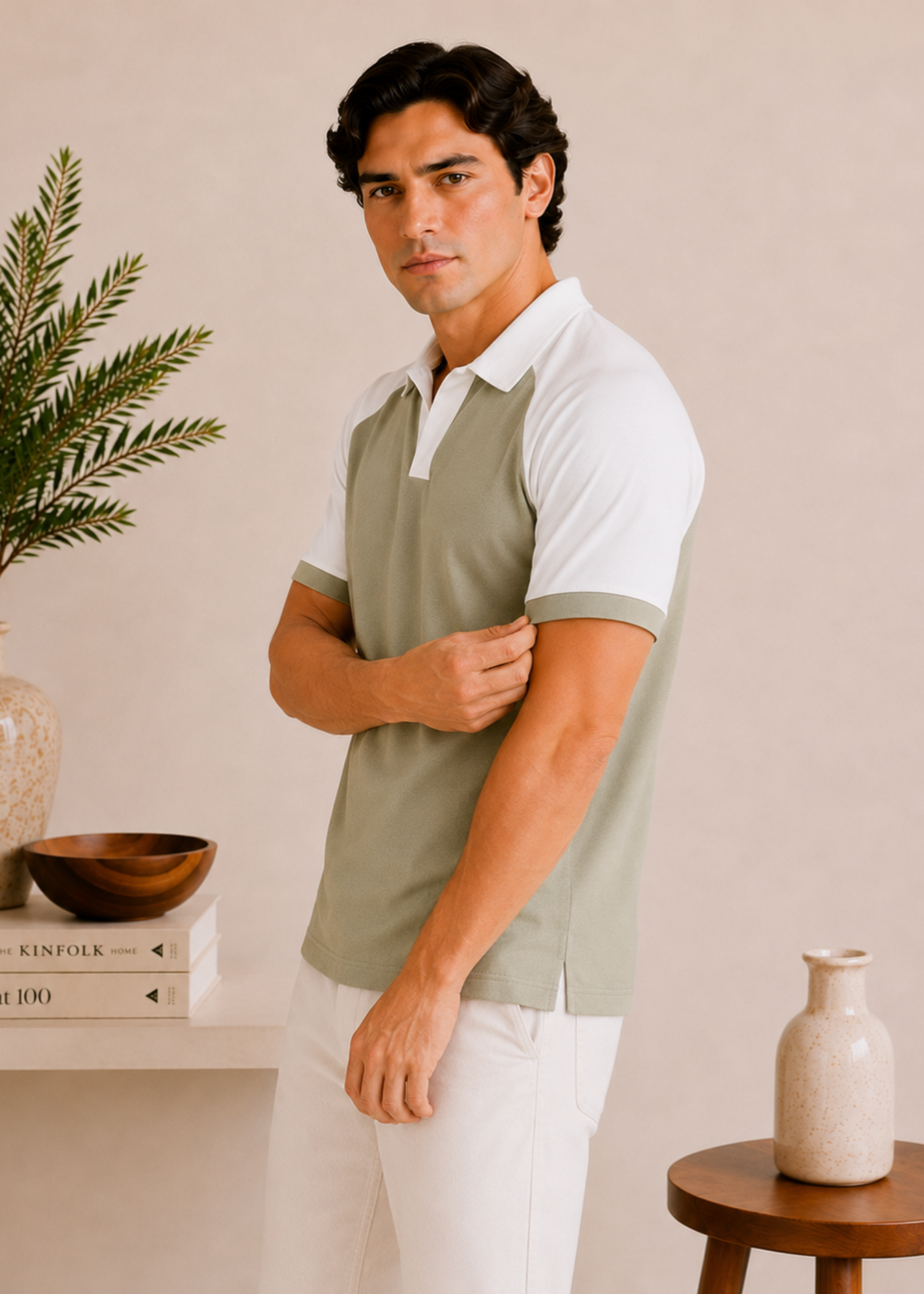 cotton pique Polo Shirt in Mint green, white