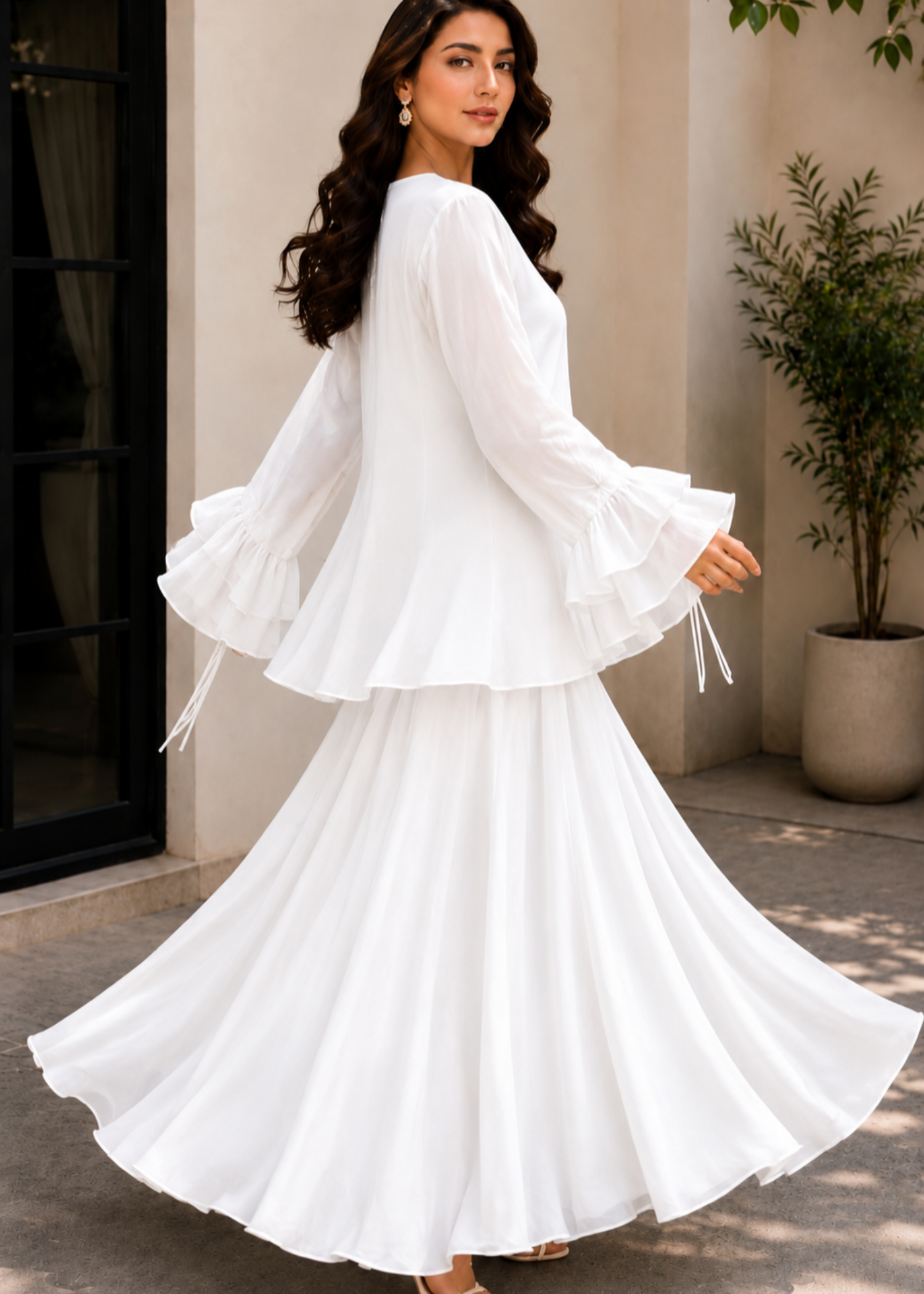 chiffon Skirt in White