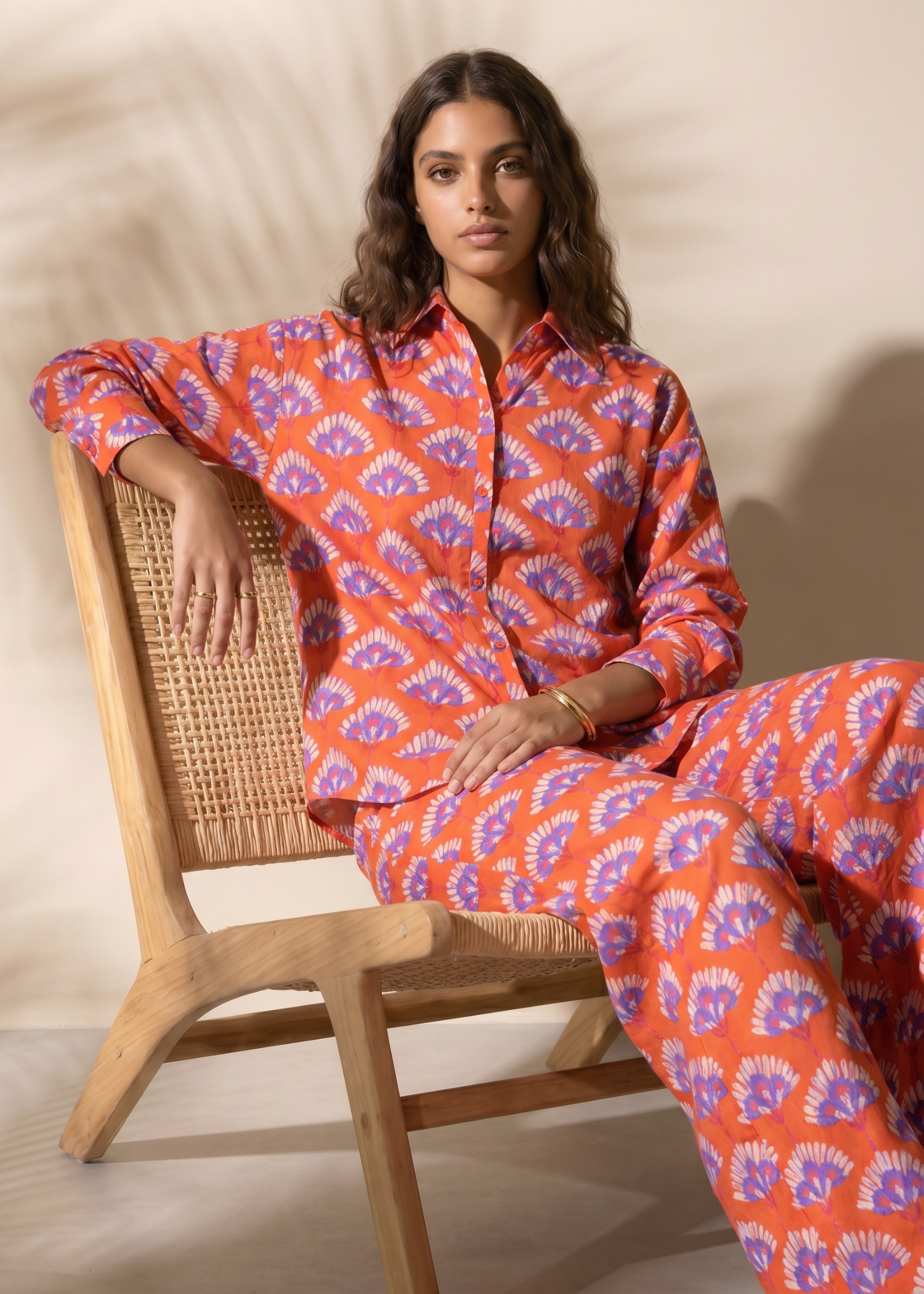 viscose Co Ord Sets in Pumpkin orange