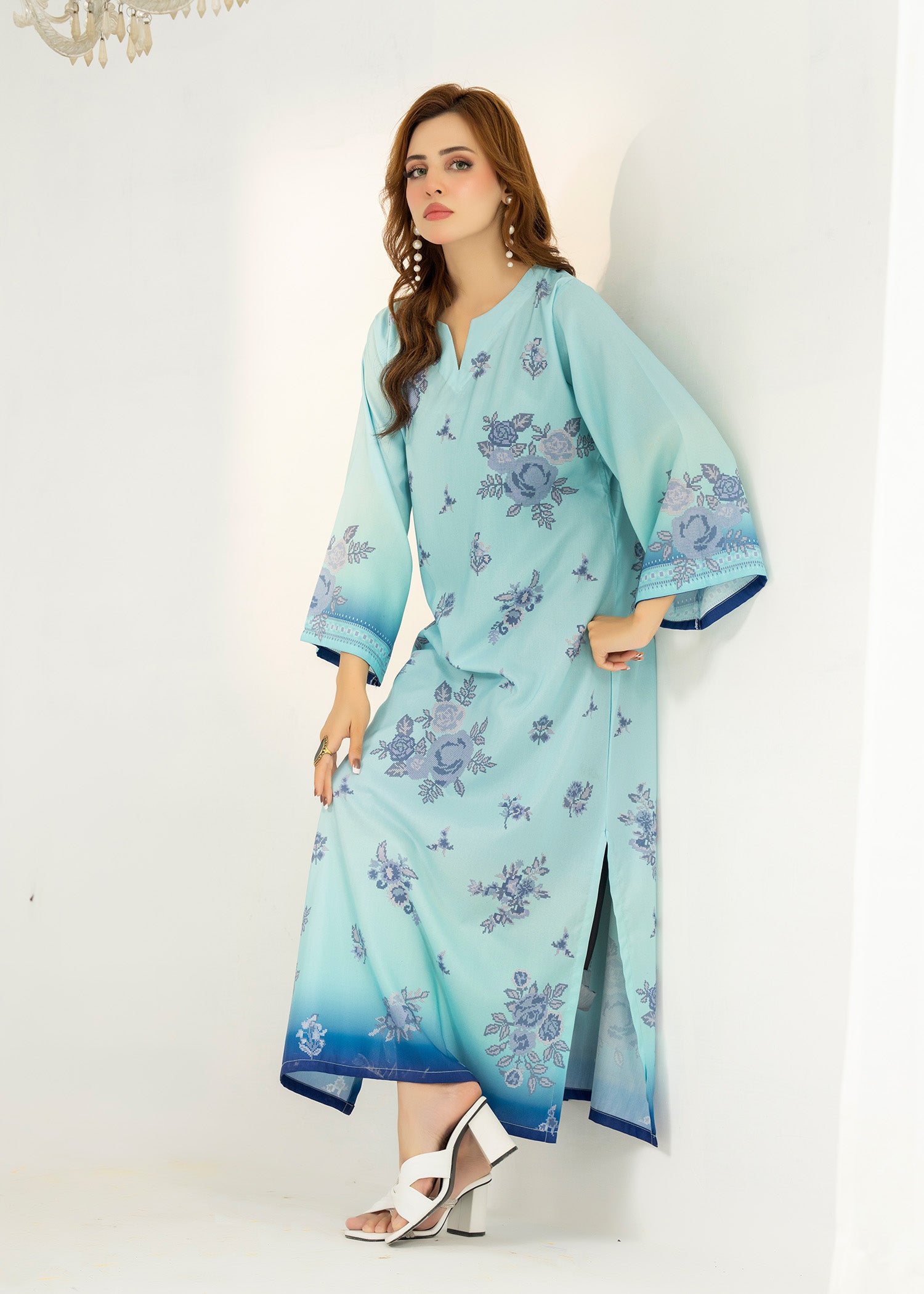 lawn Kaftan in Aquamarine