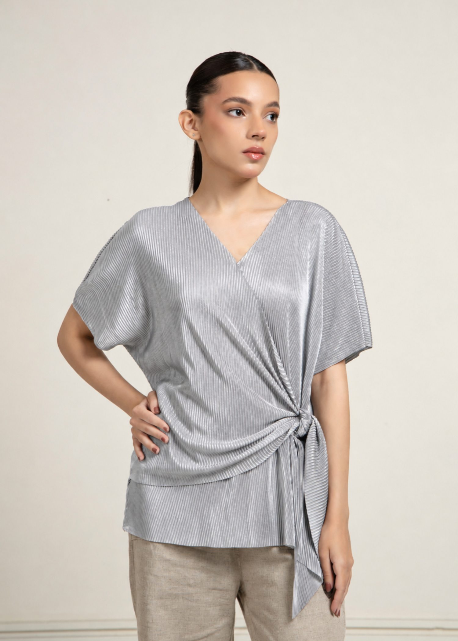 silk Top in Silver