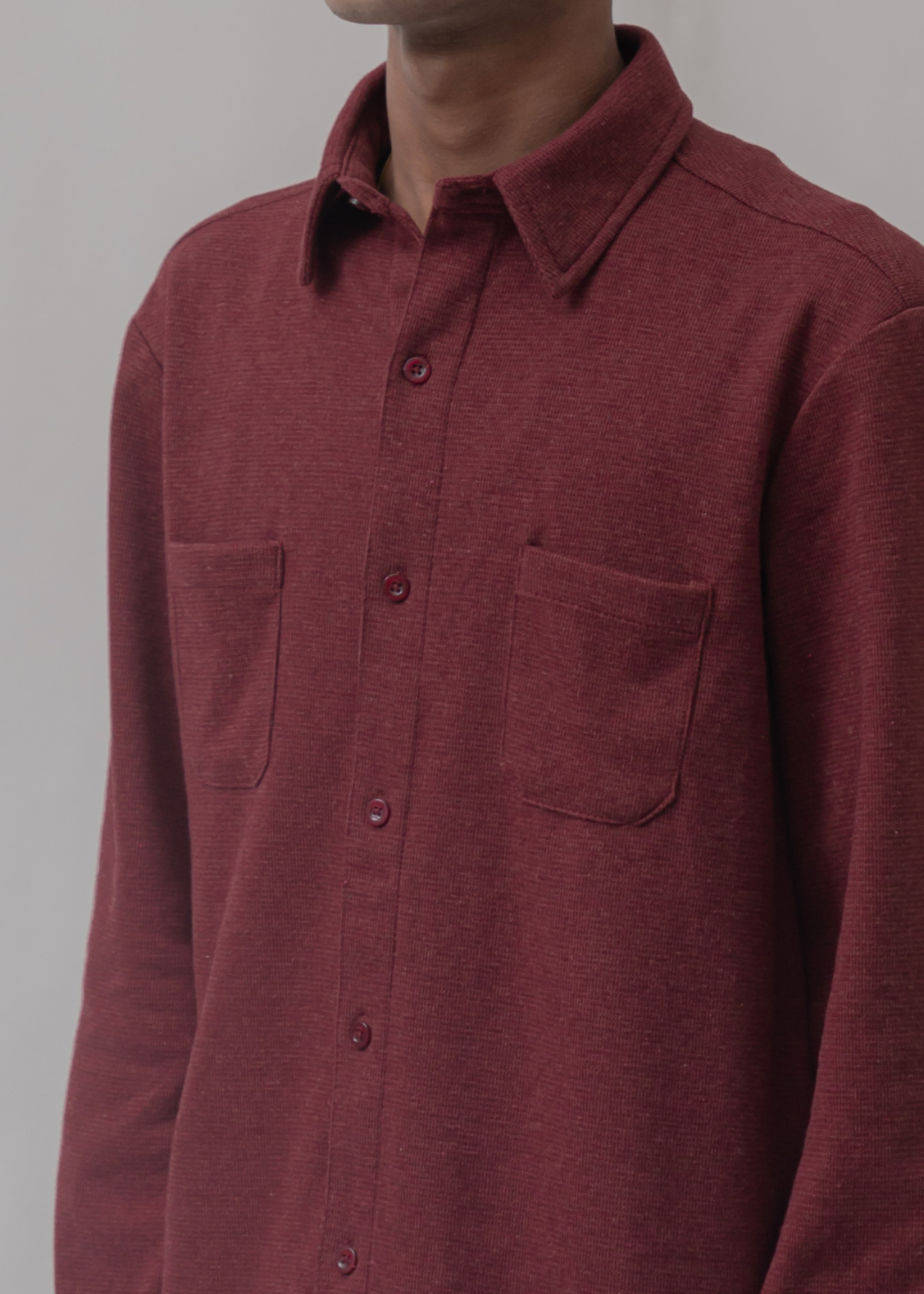 fleece jersey knit Casual Shirt in Maroon