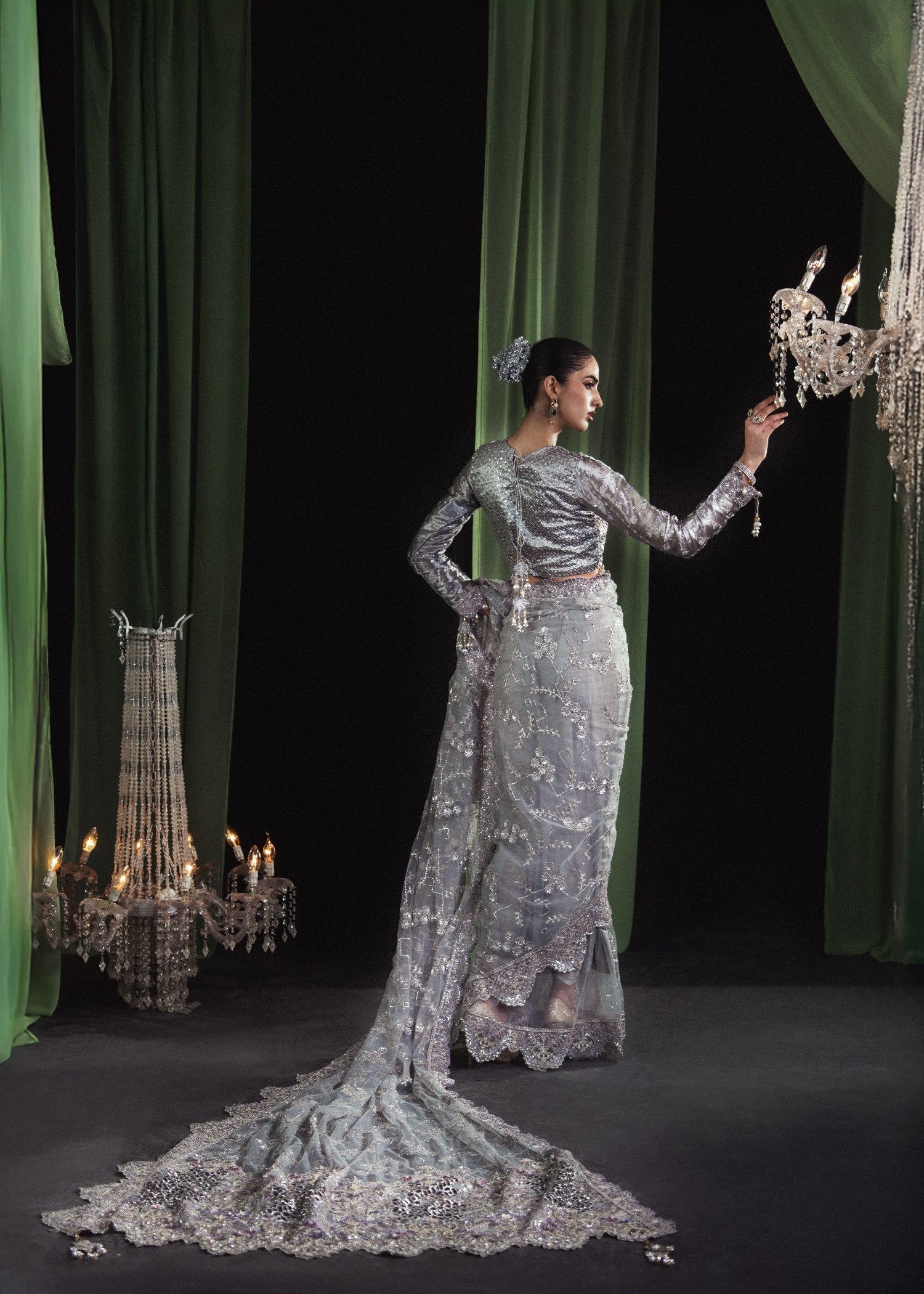 masuri Saree in Silver
