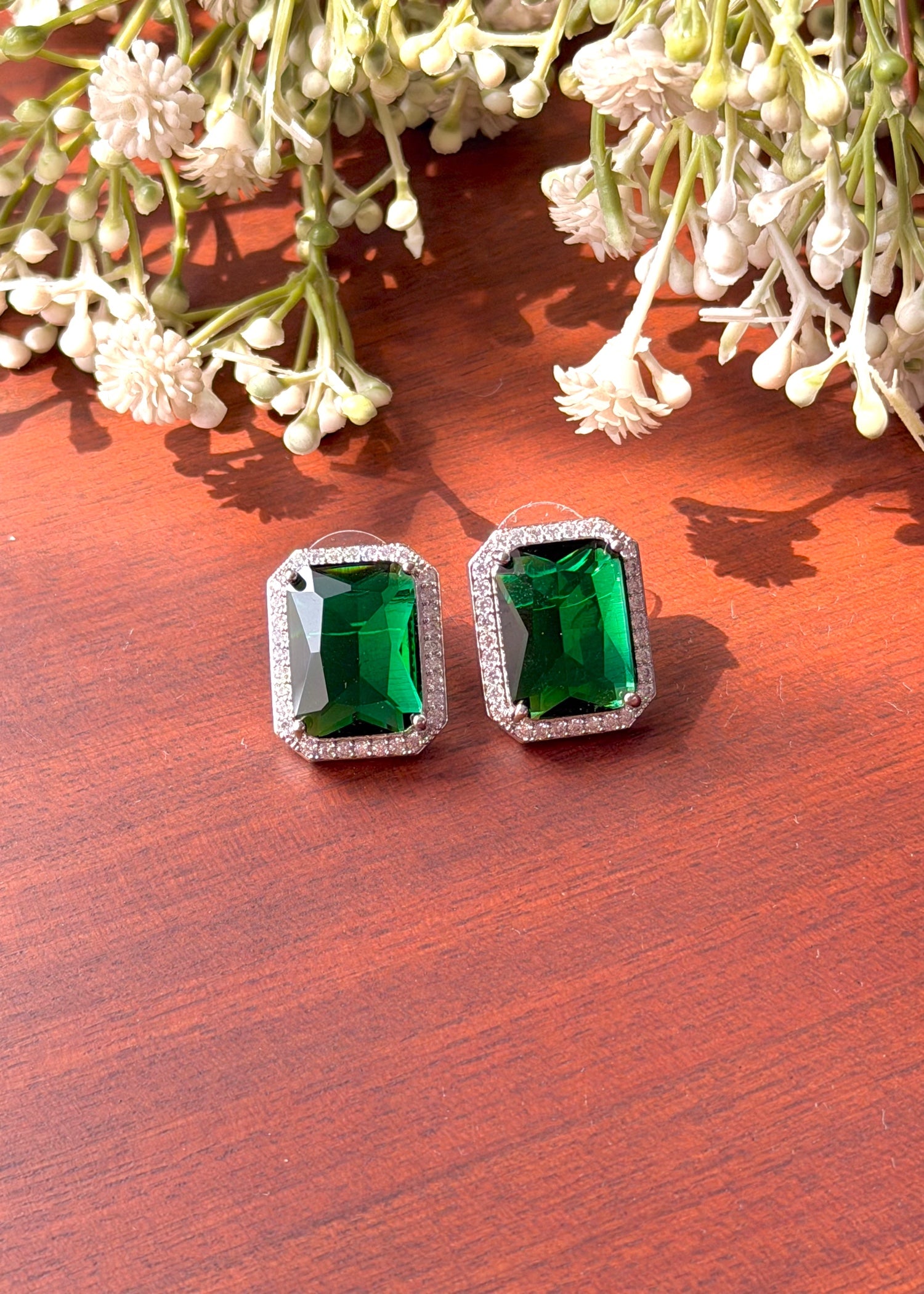 Studs in Emerald green Color by - Trendy Women Studs JUR6883