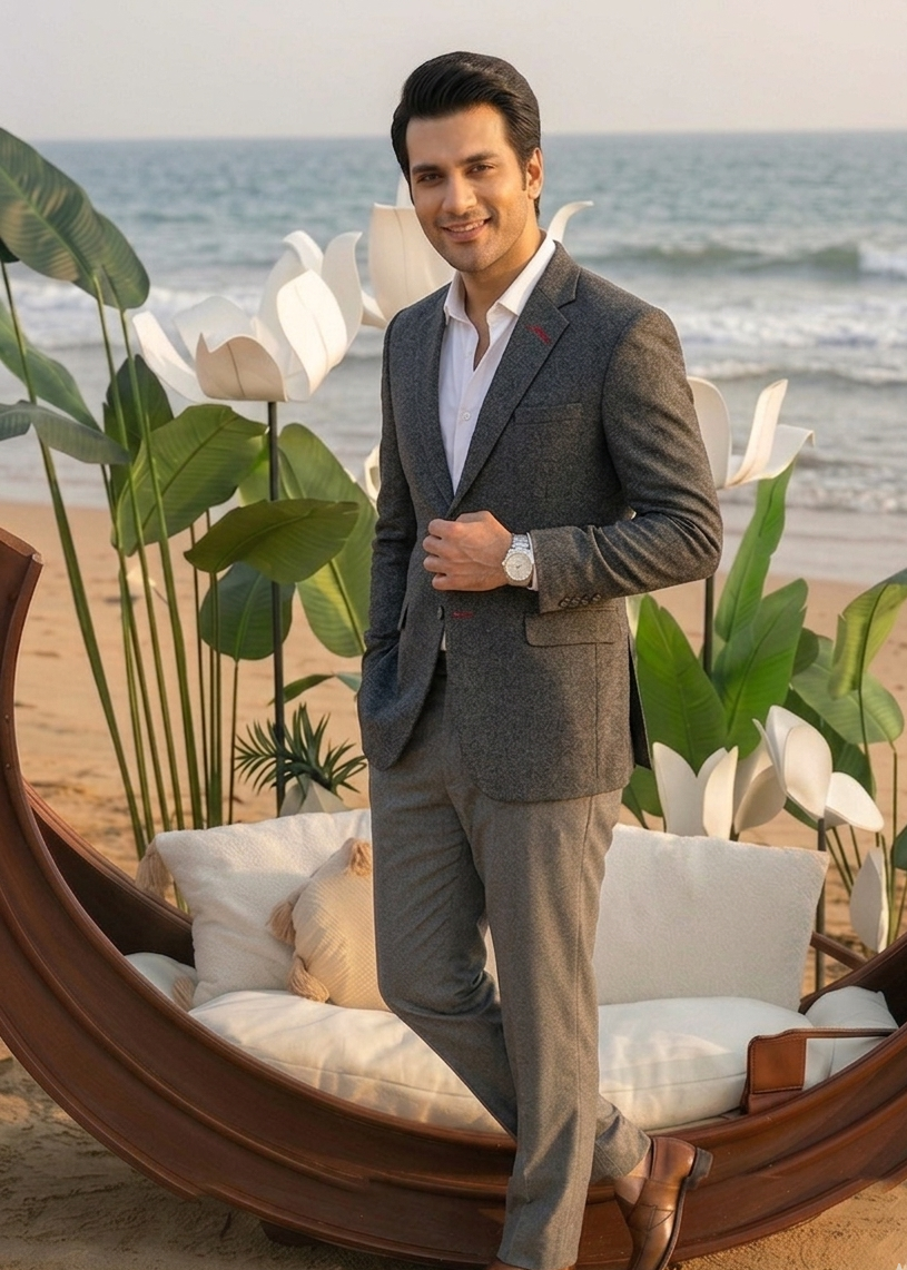 wool Blazer in Grey