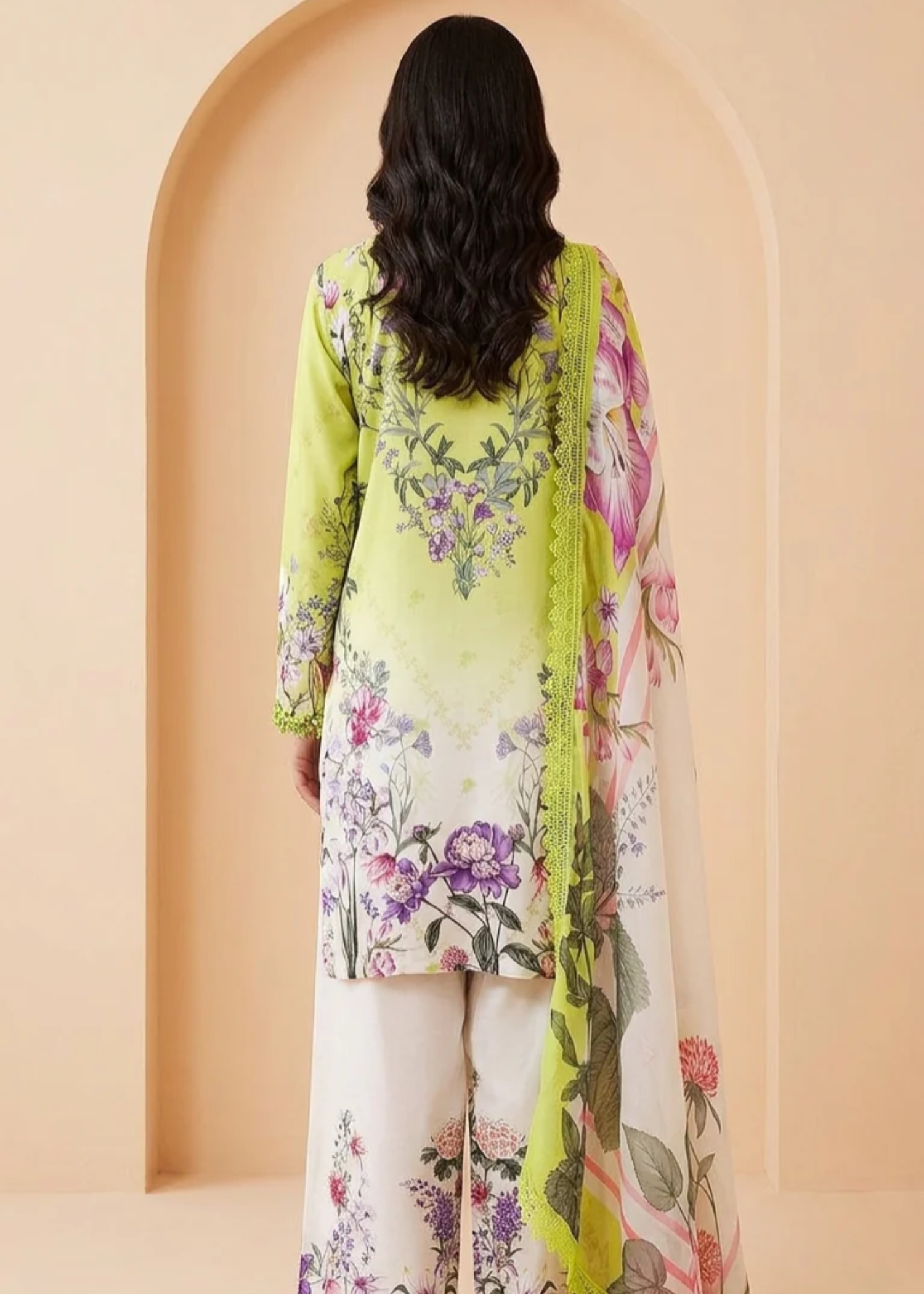 lawn Kurta Set in Herb green