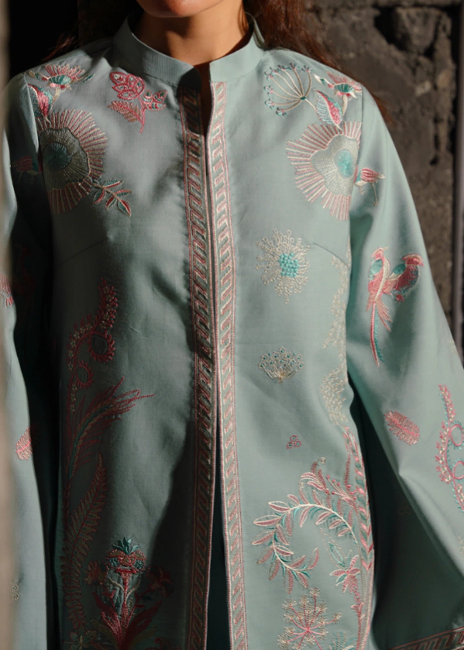 pure linen Jacket in Ice blue