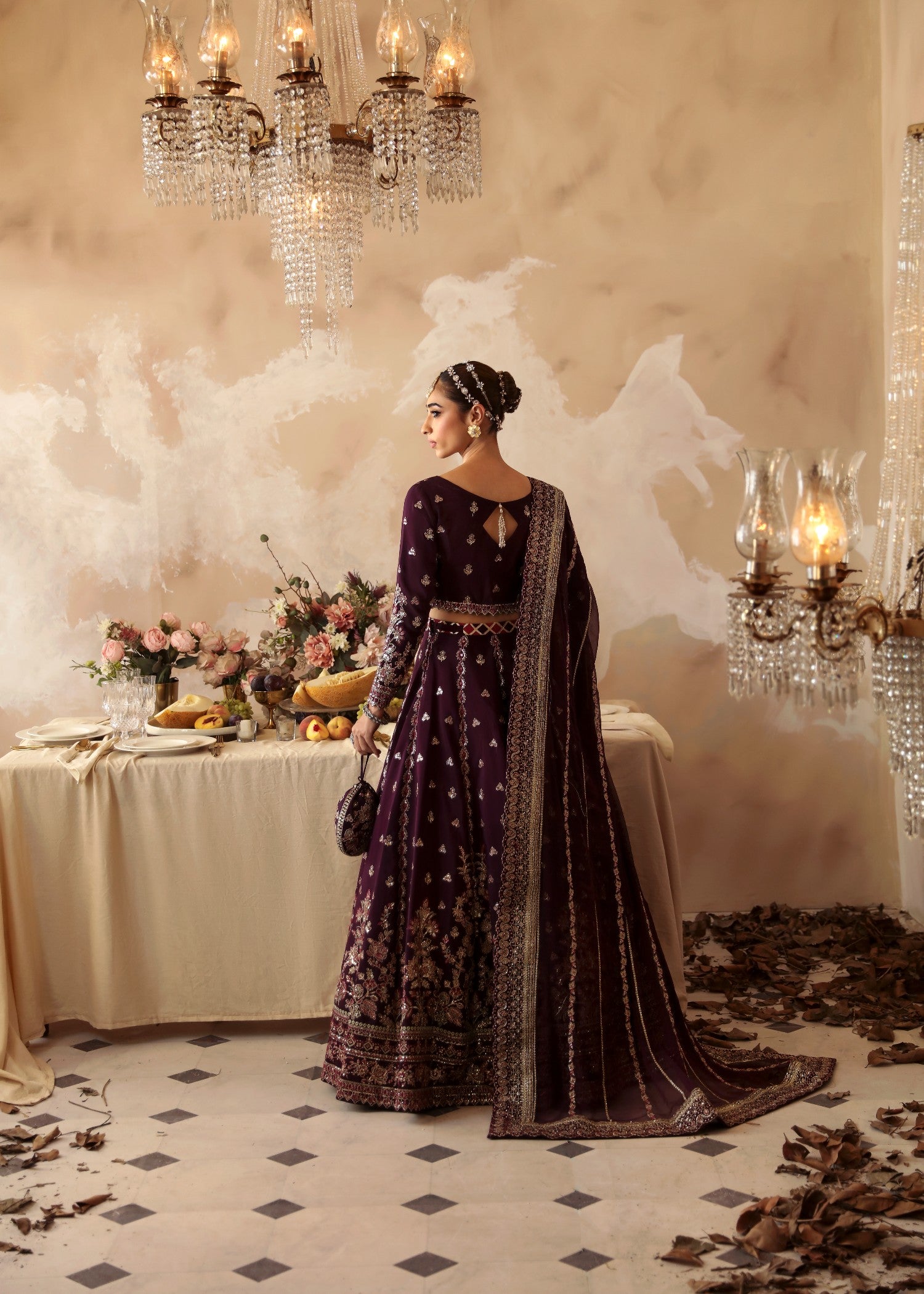 silk Lehenga in Maroon