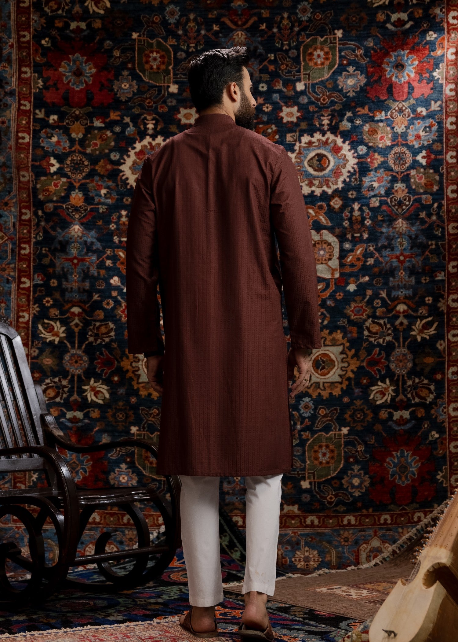 jacquard Kurta in Brown