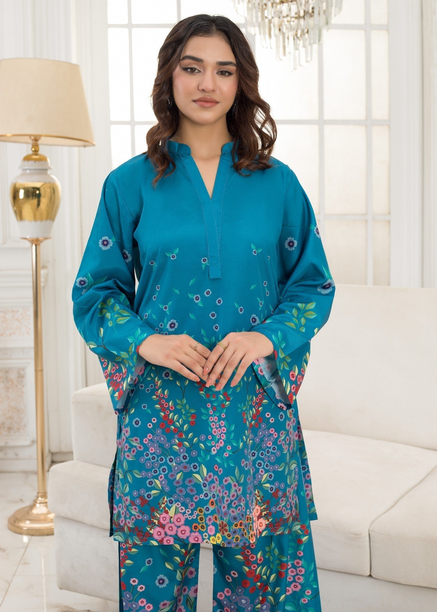 polyester crepe Co Ord Sets in Azure