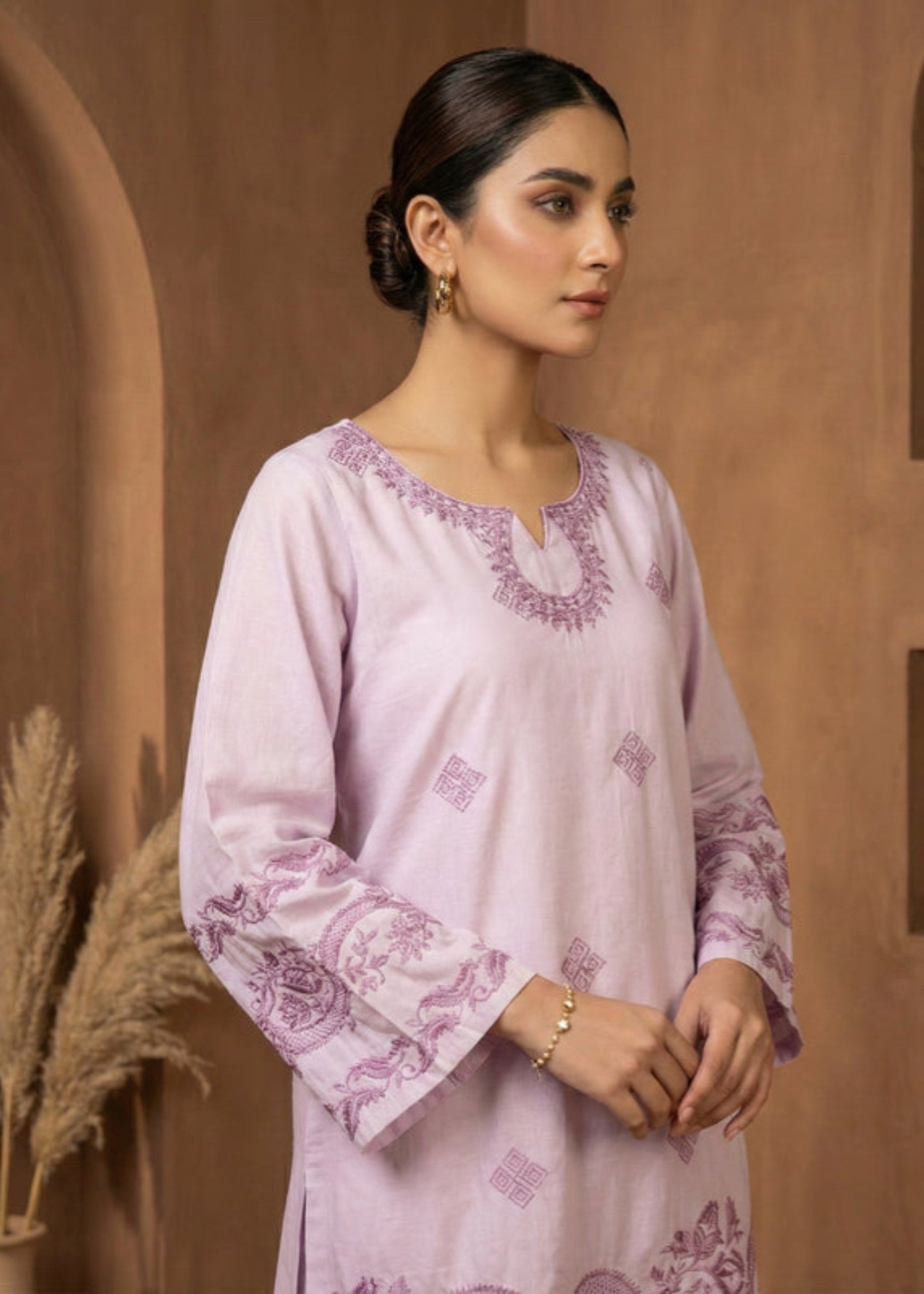 cotton dobby Kurta Set in Lilac