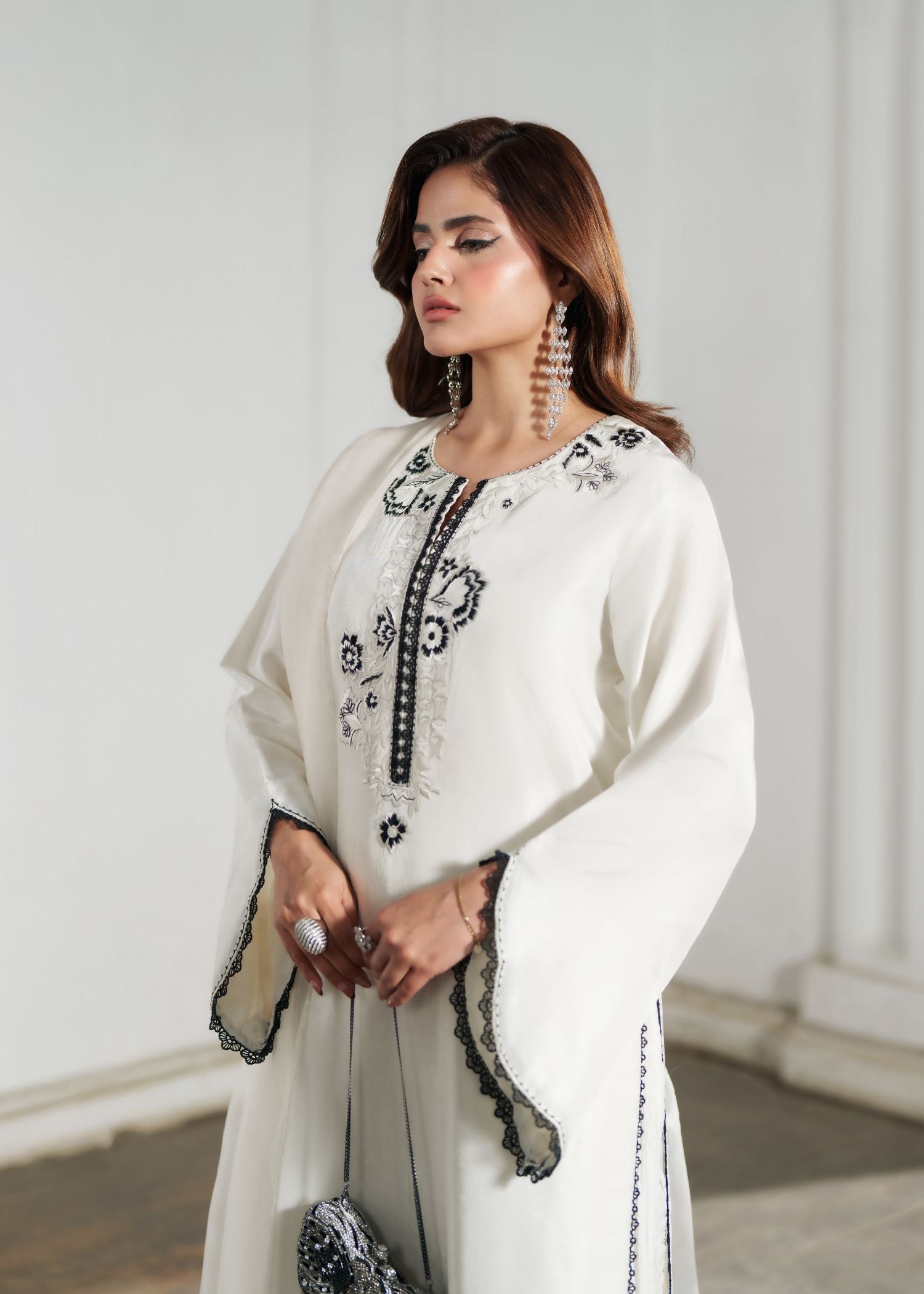silk tissue Sharara in Snow