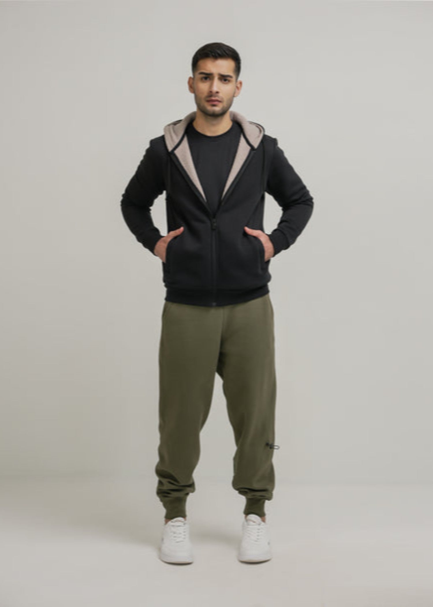 polycotton Hoodie in Black