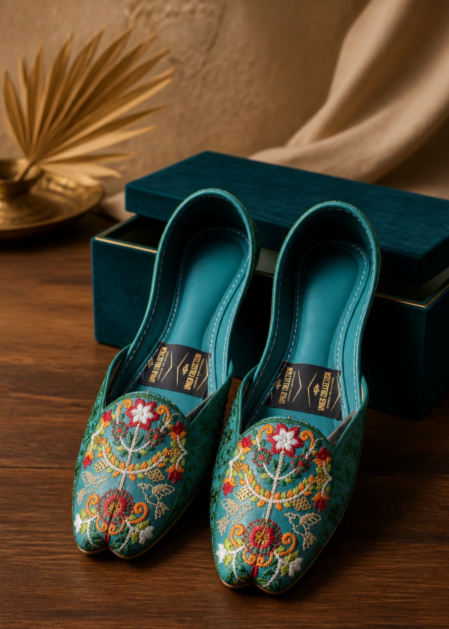 Khussa in Turquoise by - High Quality Women Khussa QRH5833