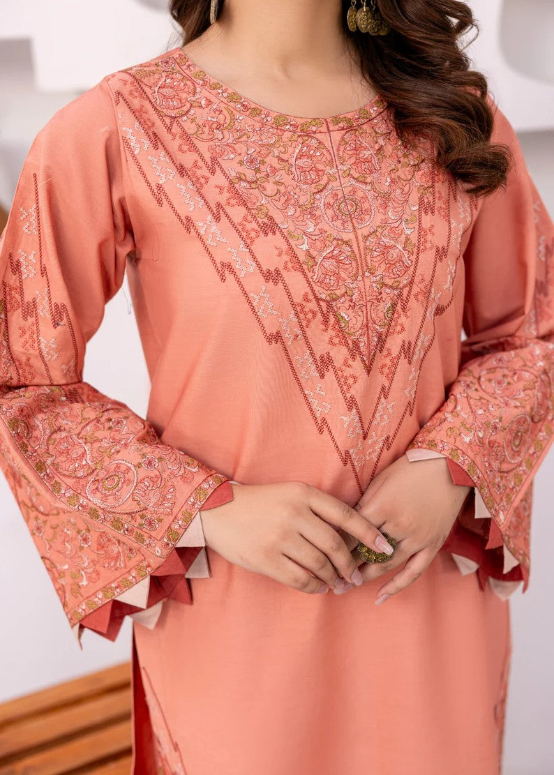 poplin Kurta Set in Peach pink