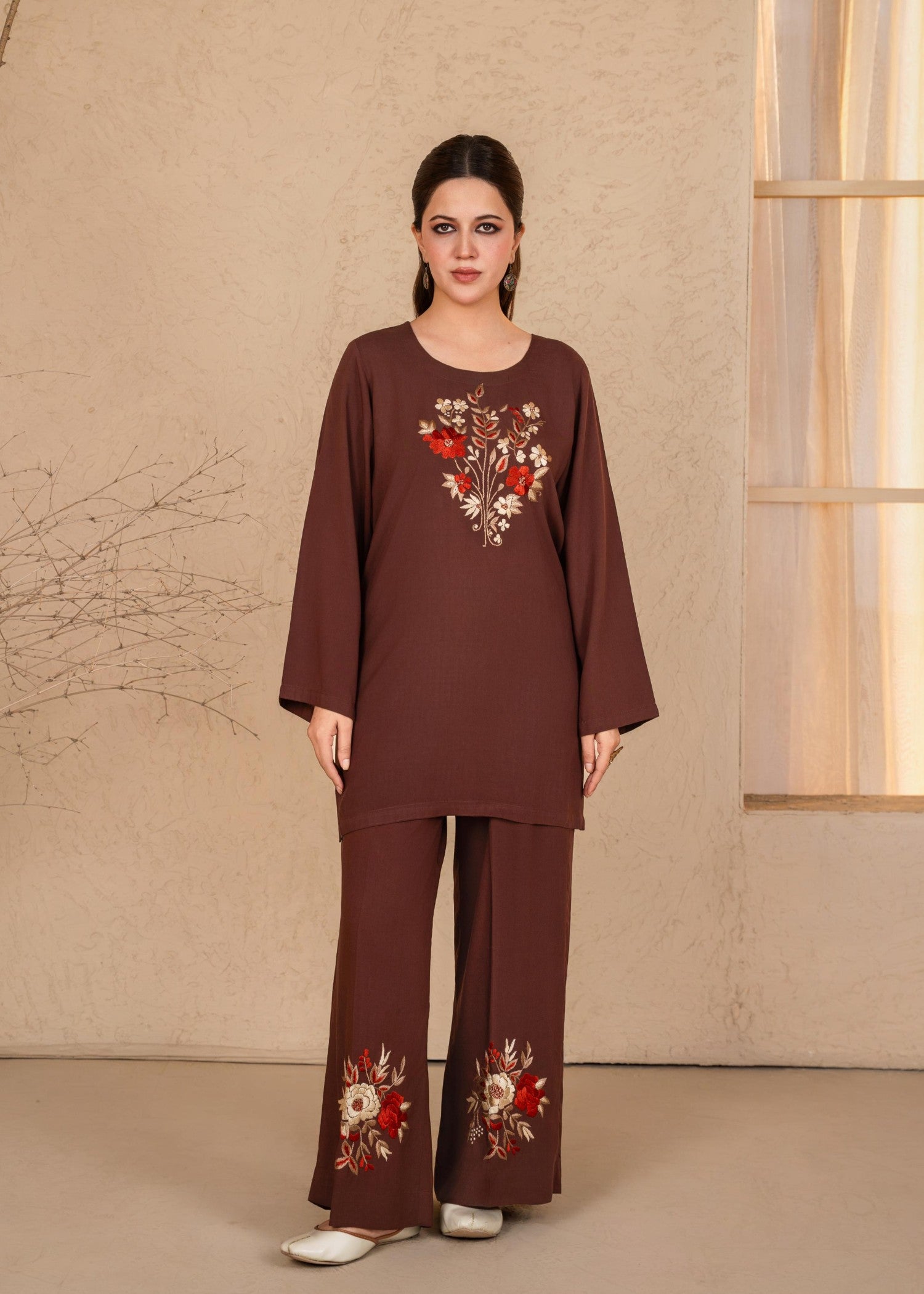 viscose linen Co Ord Sets in Brown