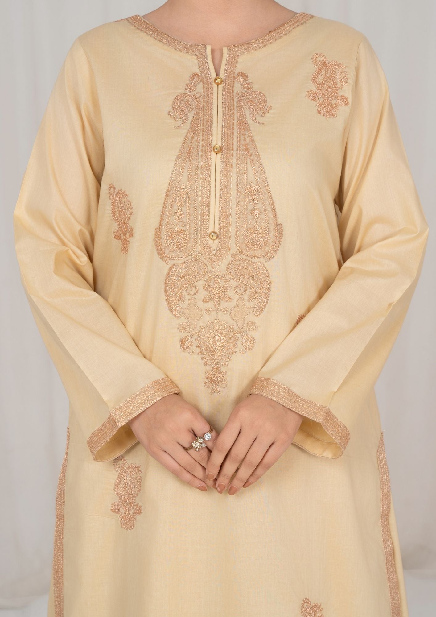 lawn Sharara in Khaki brown