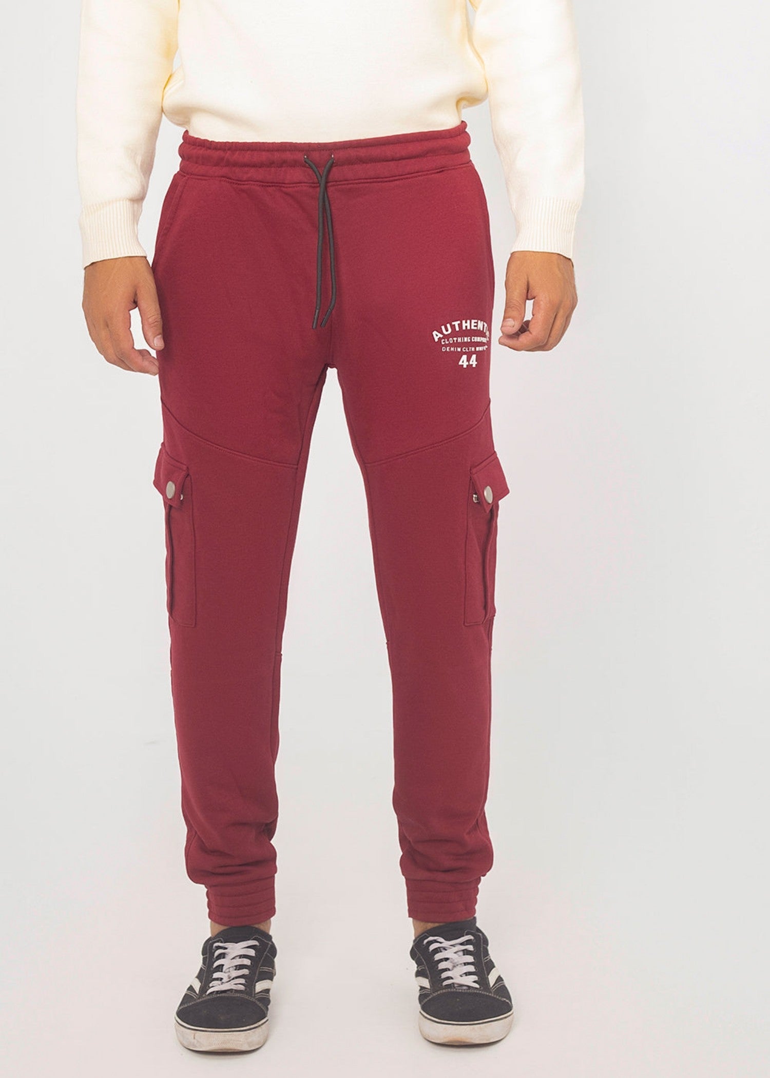 interlock knit Trousers in Maroon