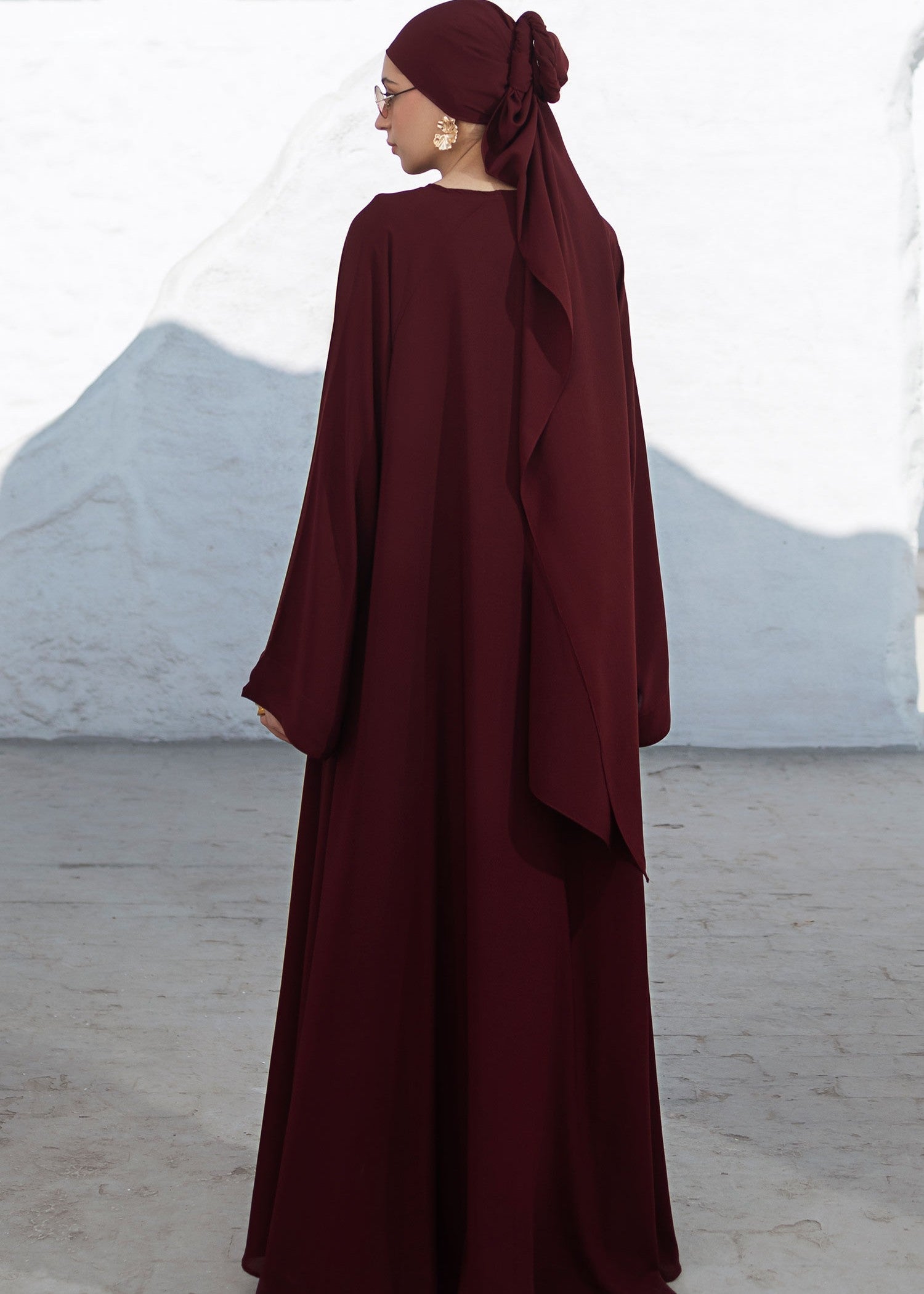 chiffon Abaya in Maroon