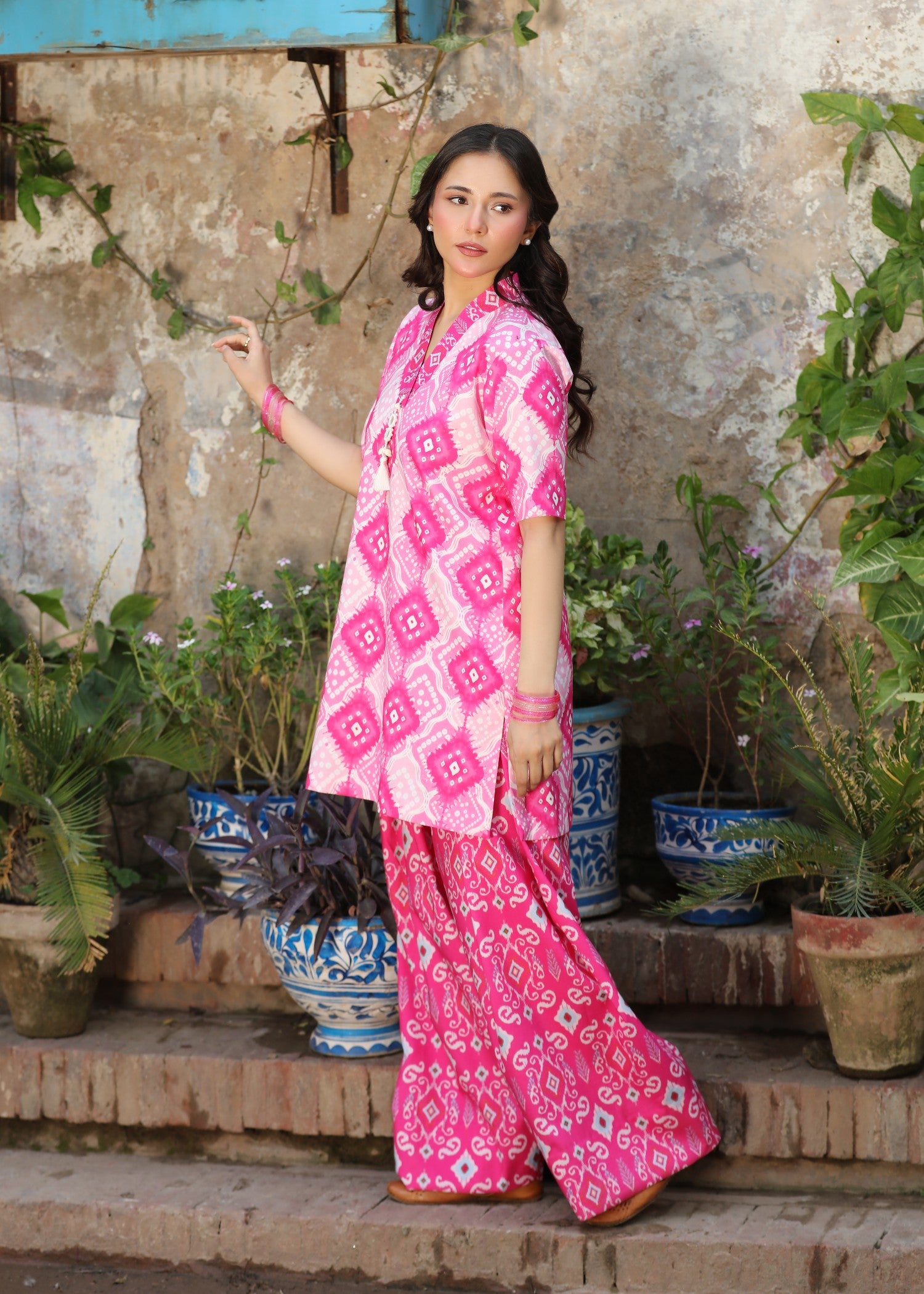 lawn Unstitched in Bubblegum pink, shocking pink