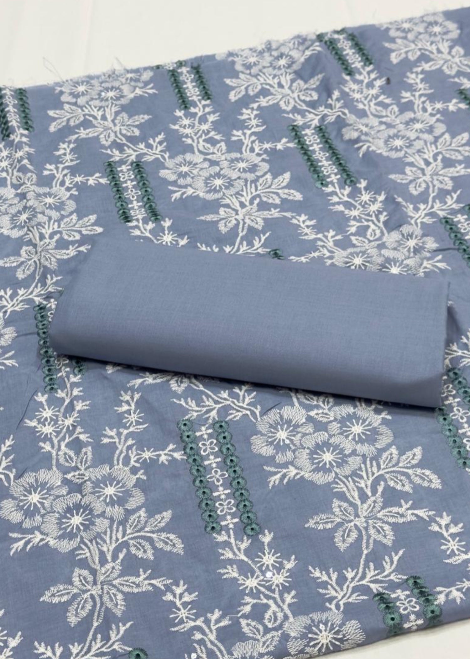 lawn Unstitched in Cloud blue, duck egg grey