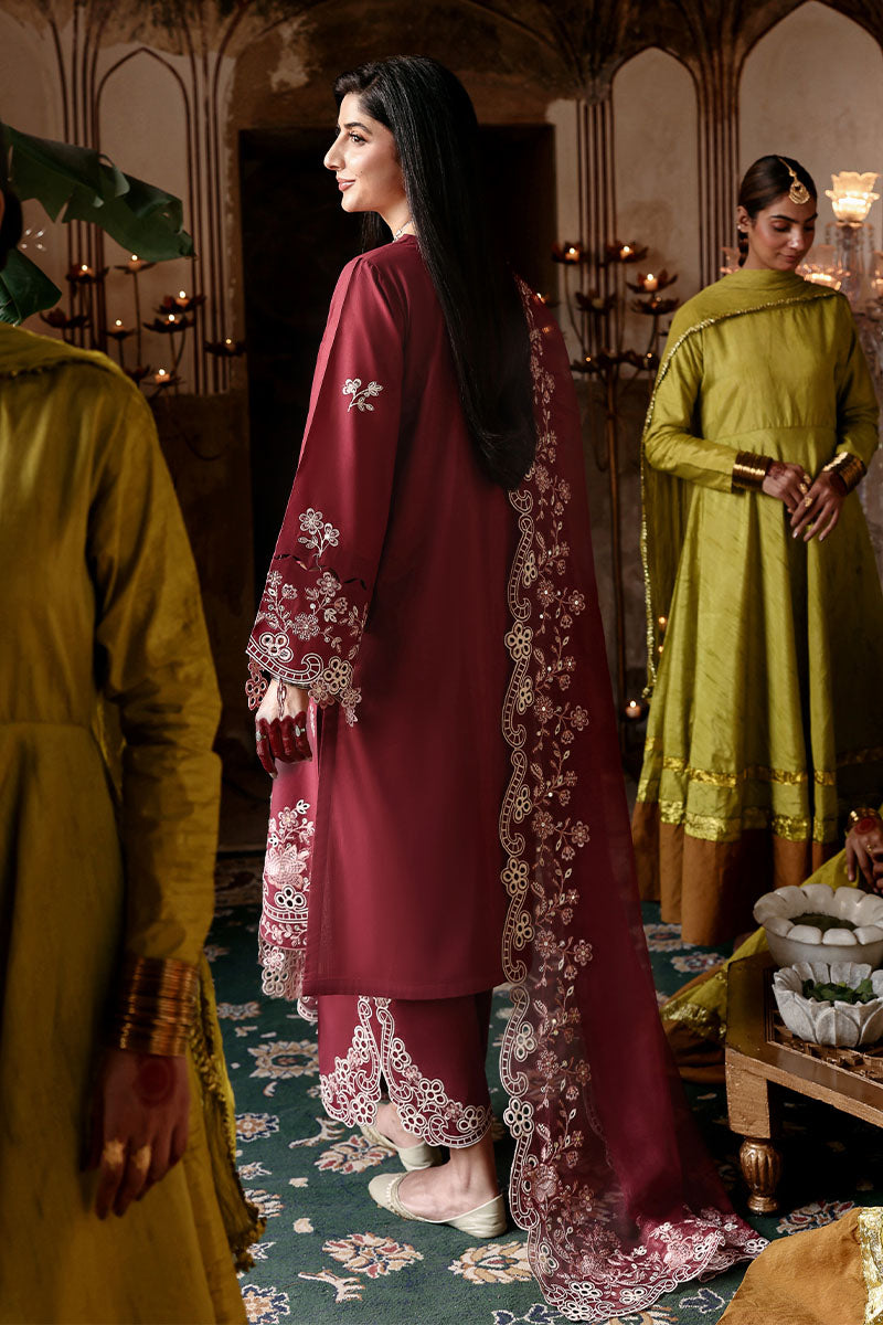 Festive – Crimson Drape - Embroidered Lawn