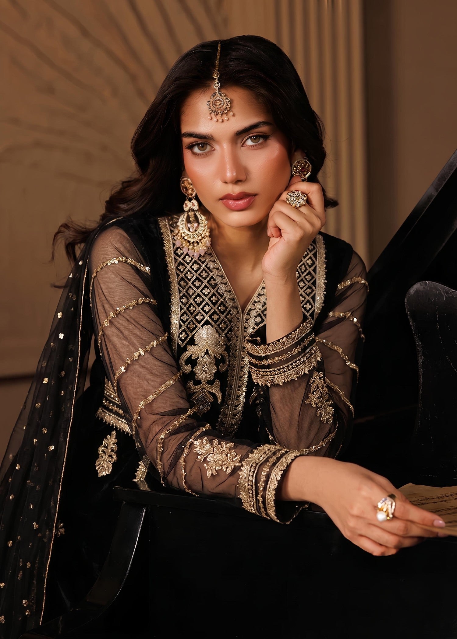 net Sharara in Jet black