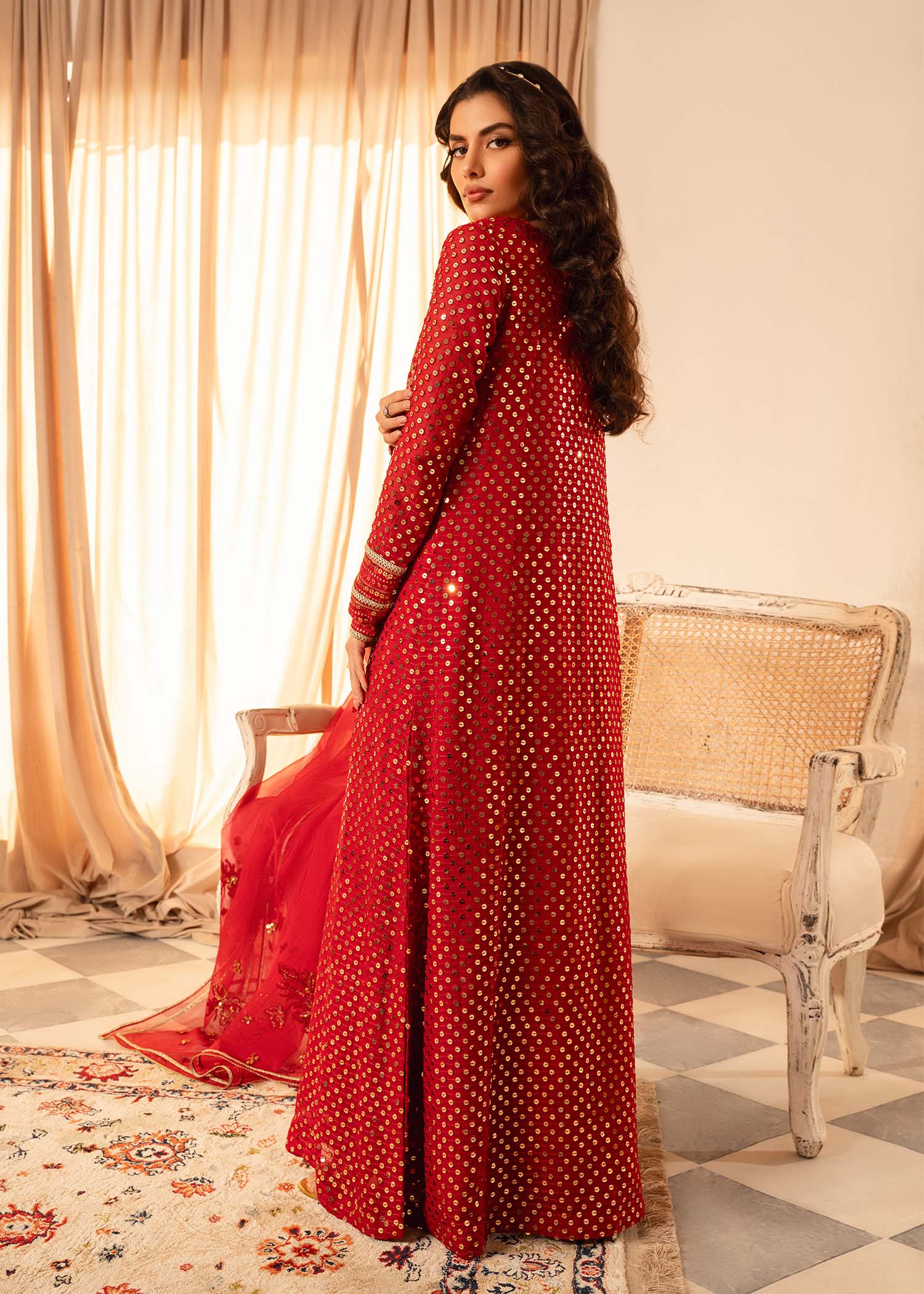 chikankari cotton Kurta Set in Red