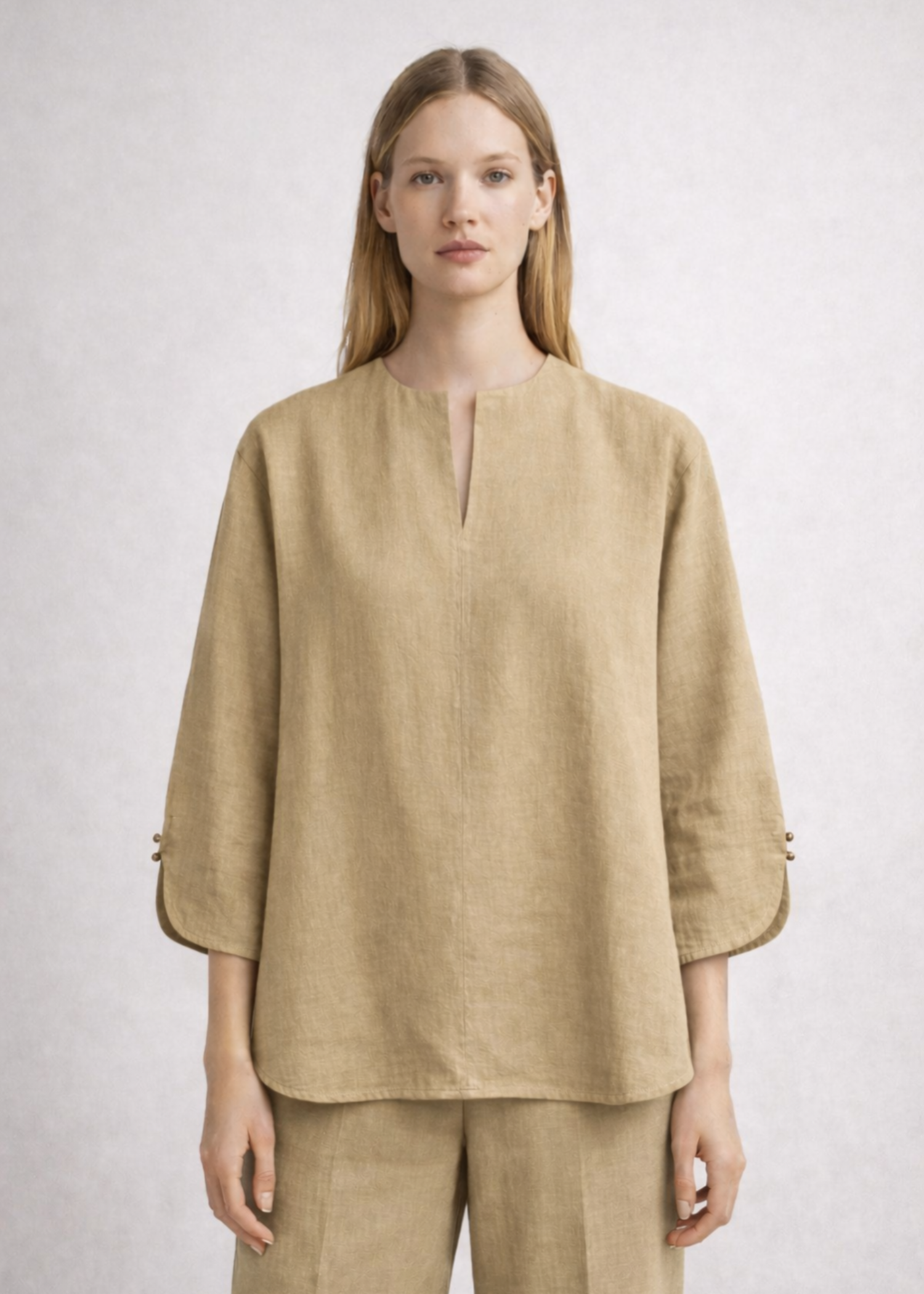 cotton linen Top in Beige