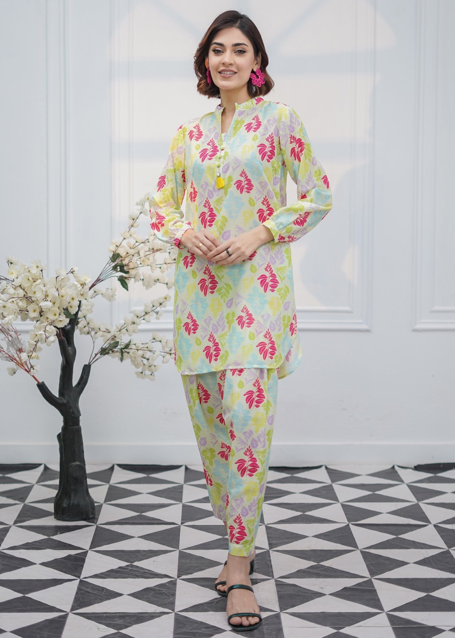 swiss lawn Co Ord Sets in Pink