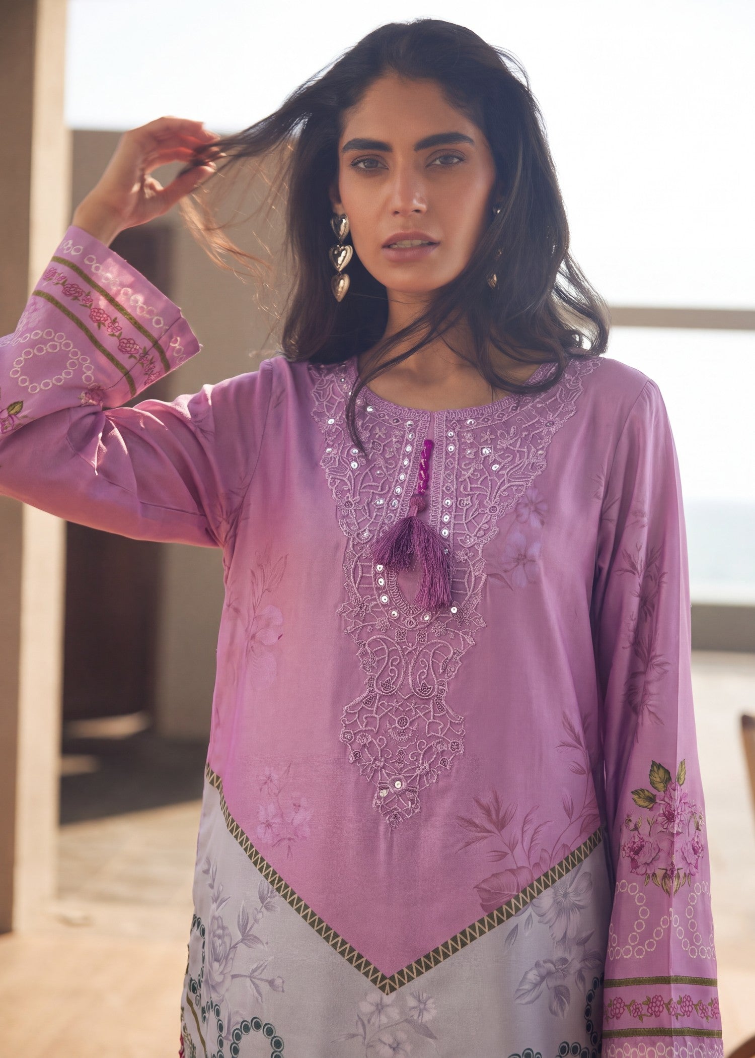 poly silk Kaftan in Multi