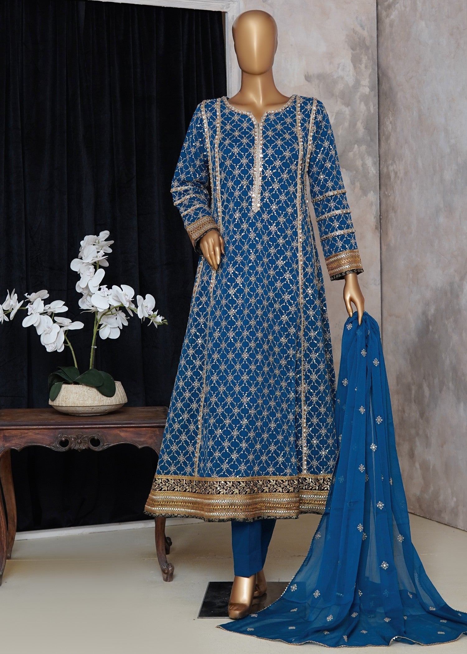 chiffon Pishwas in Blue