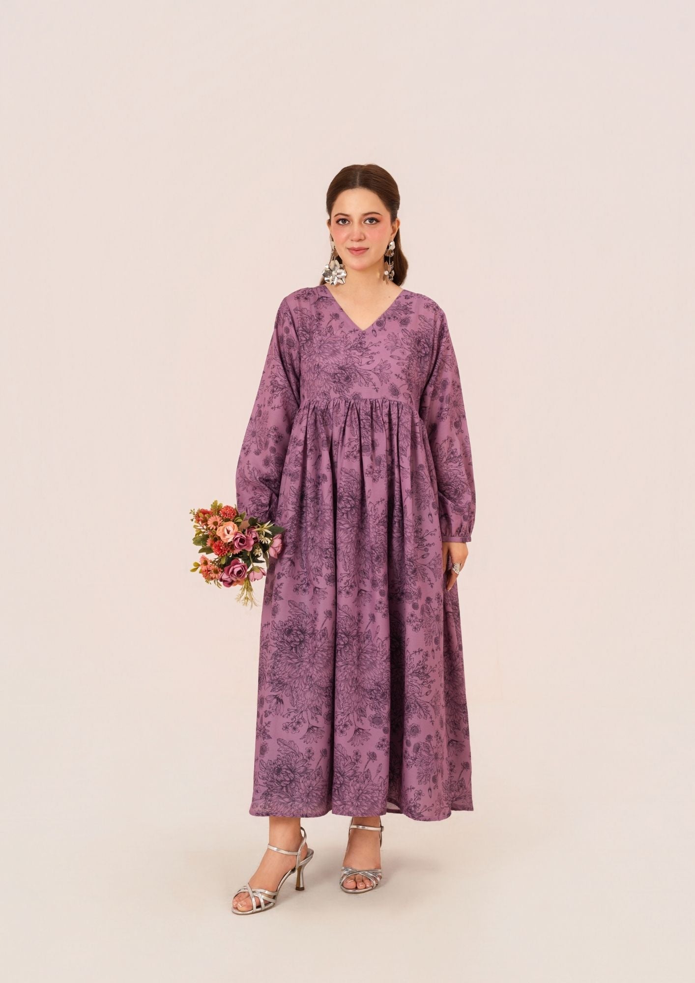 arabic lawn Maxi in Mauve