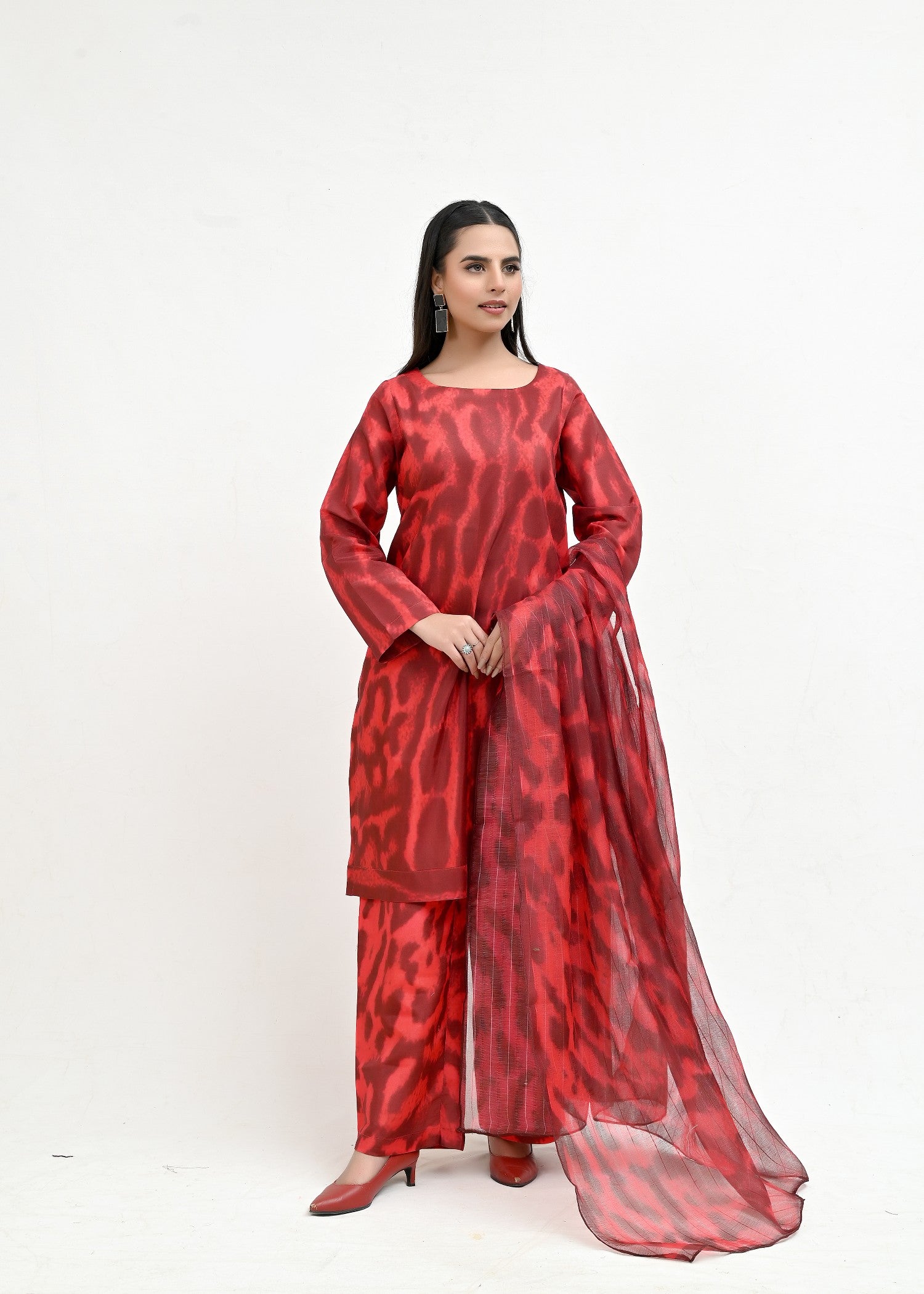 pk raw silk Kurta Set in Blood red