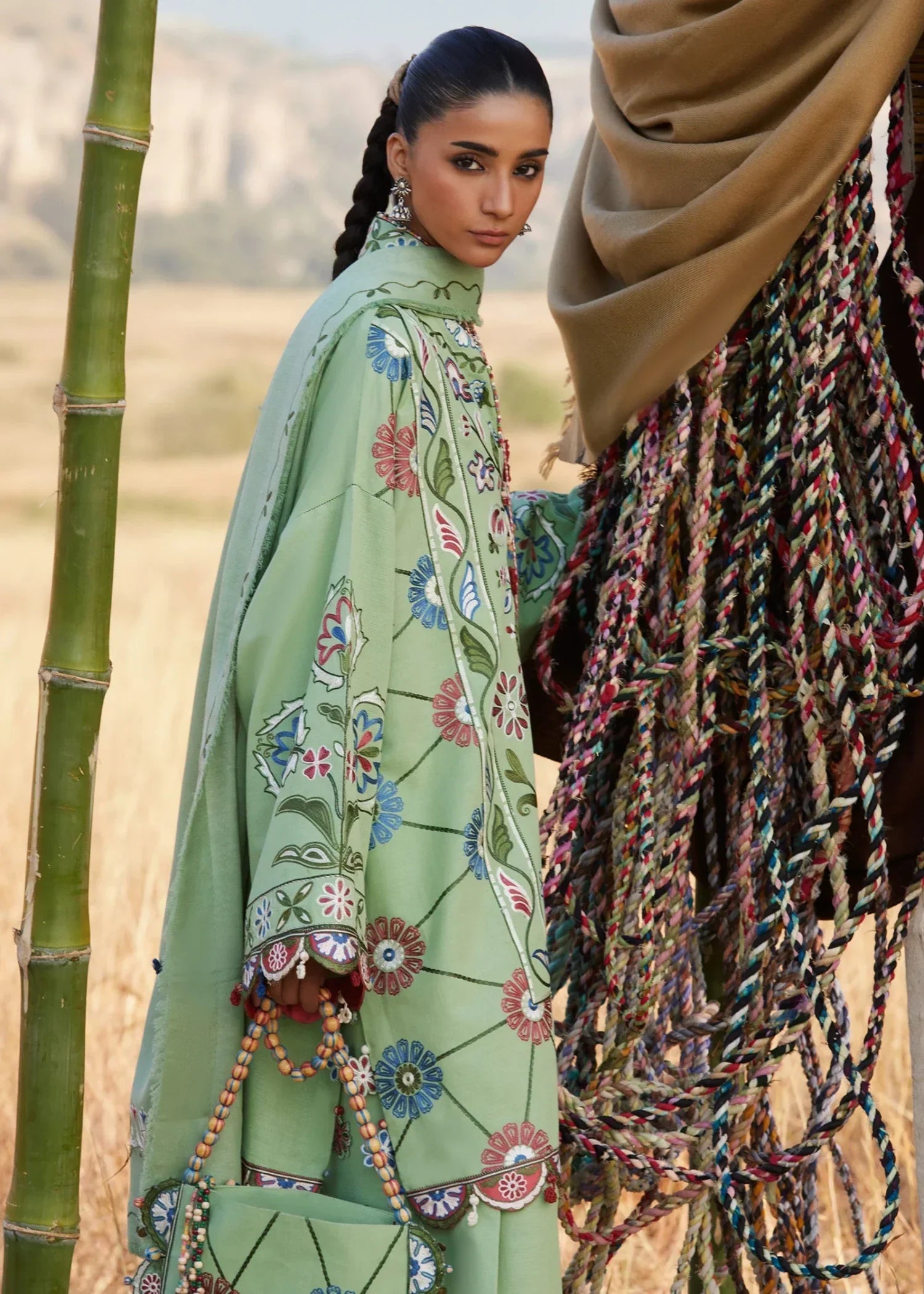 khaddar Unstitched in Mint green