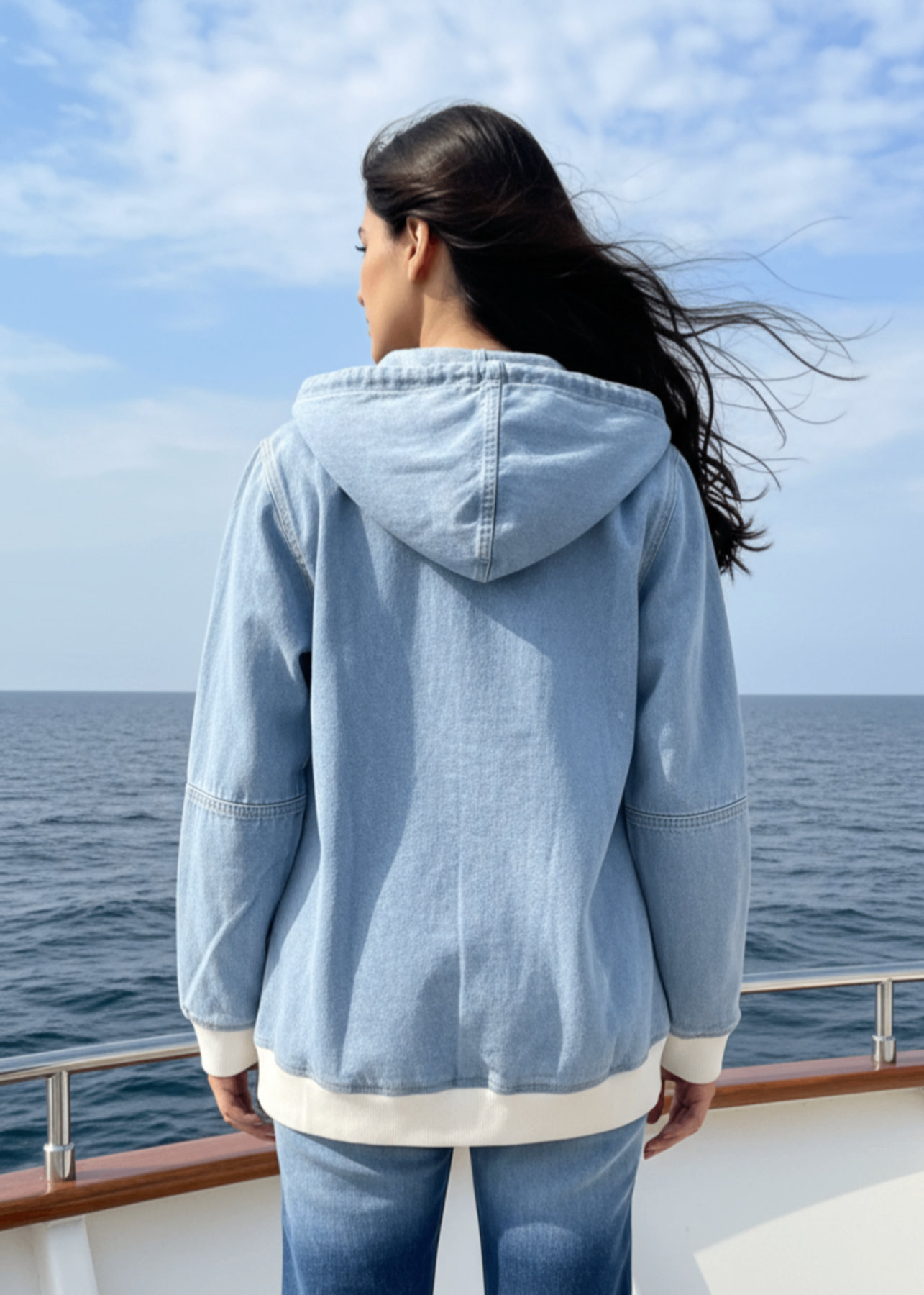 denim Hoodie in Ice blue