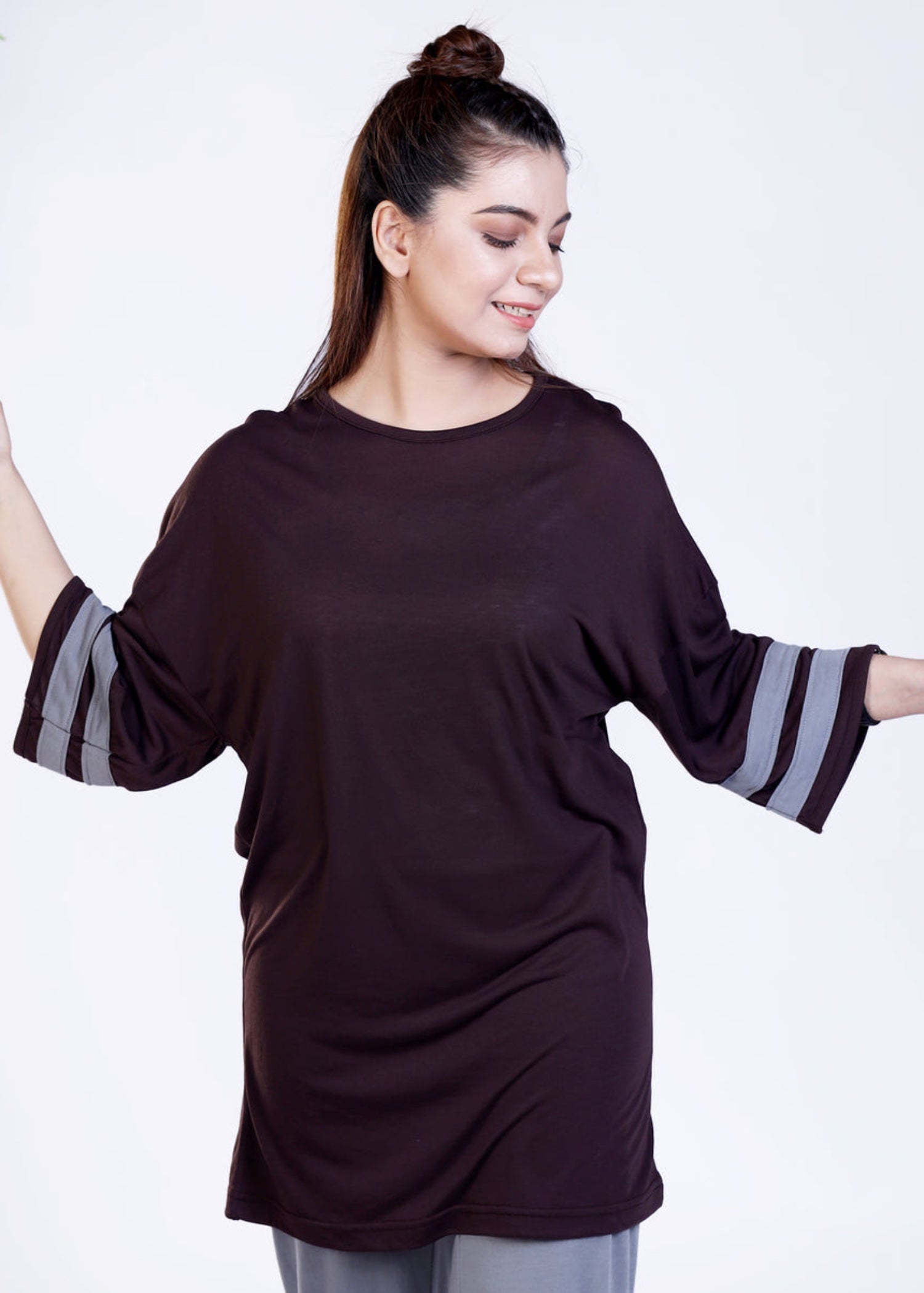 cotton jersey Co Ord Sets in Grey, walnut brown