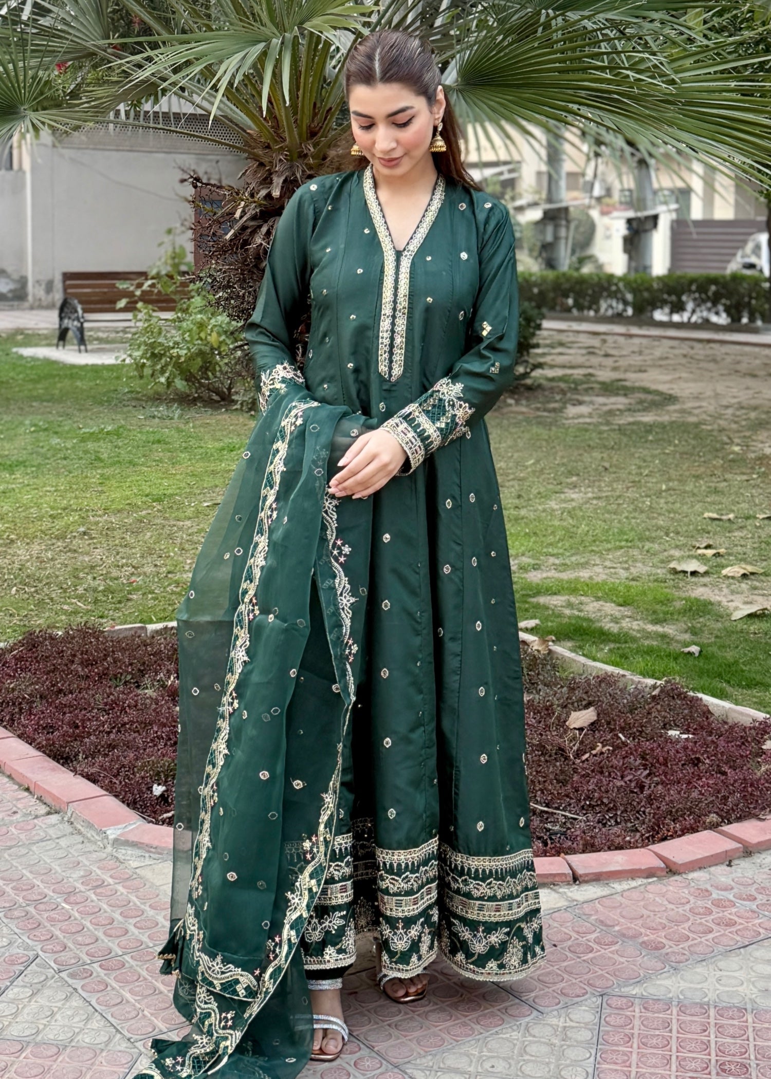 silk Maxi in Bottle green