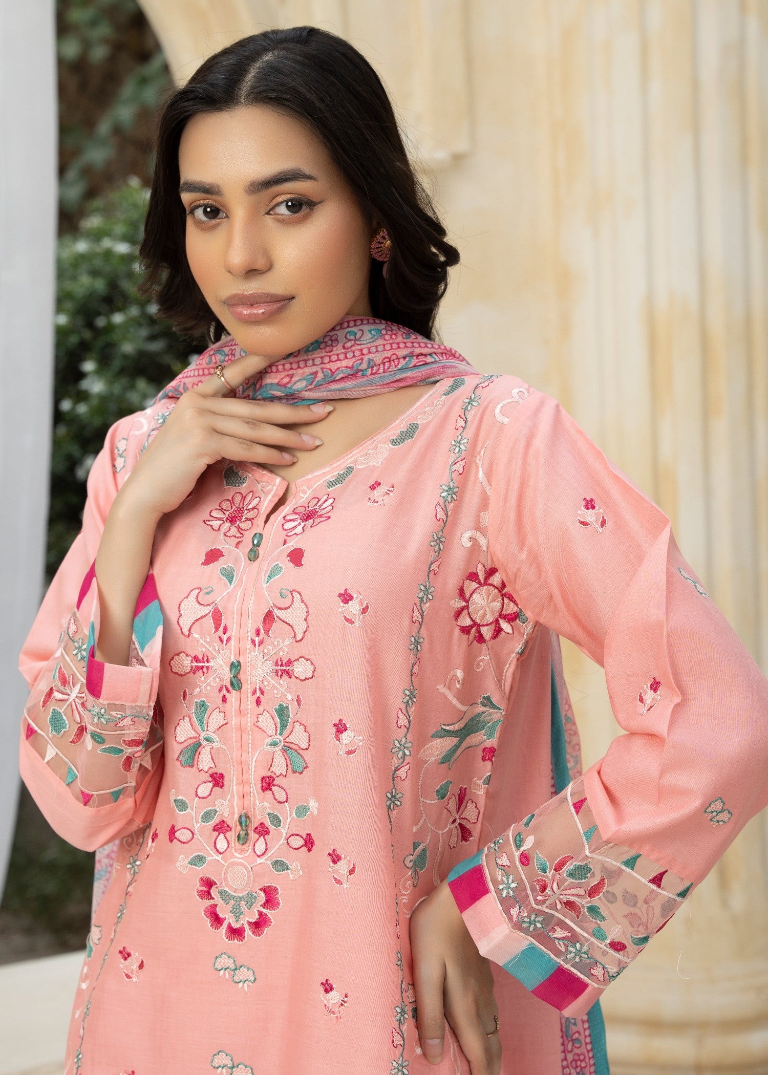 lawn cotton Kurta Set in Blush pink, blush