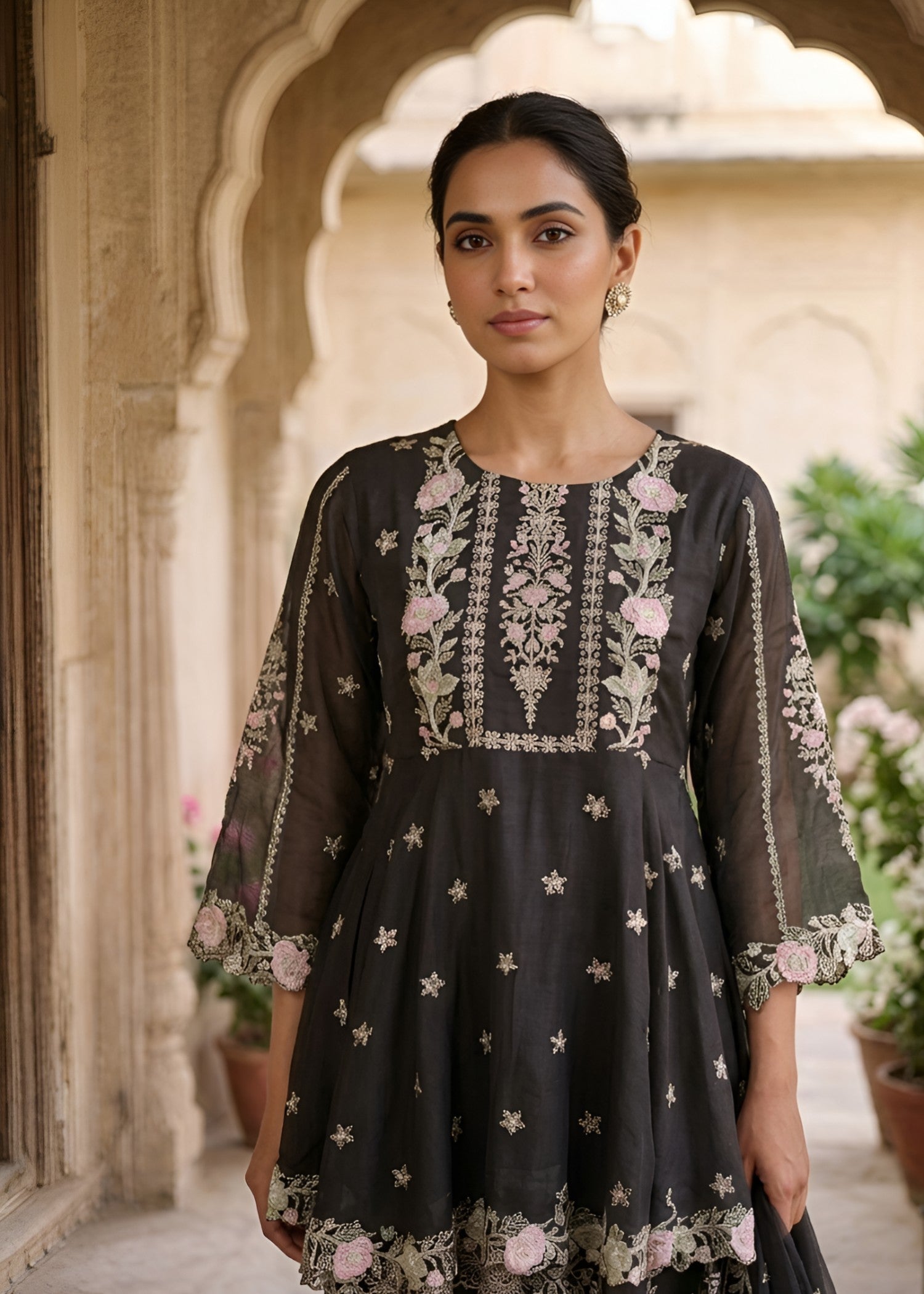 chiffon Short Frock in Dim grey