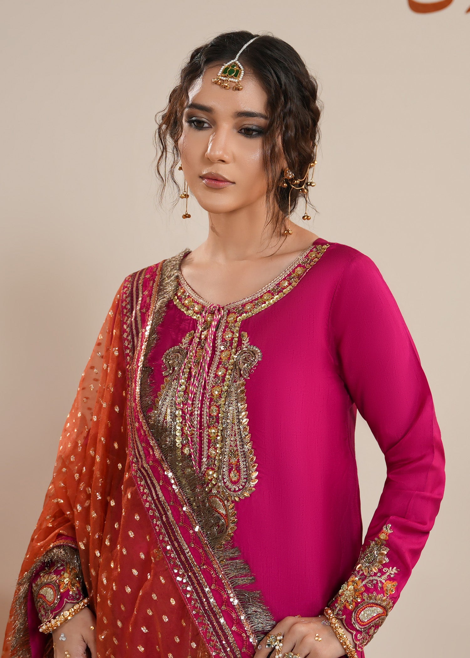 raw silk Sharara in Fuchsia