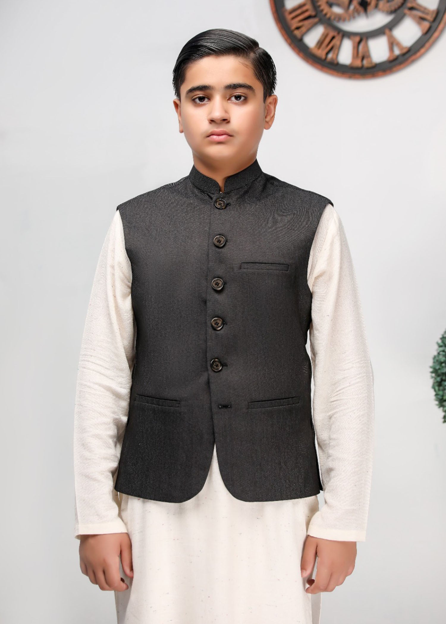 denim Waistcoat in Black