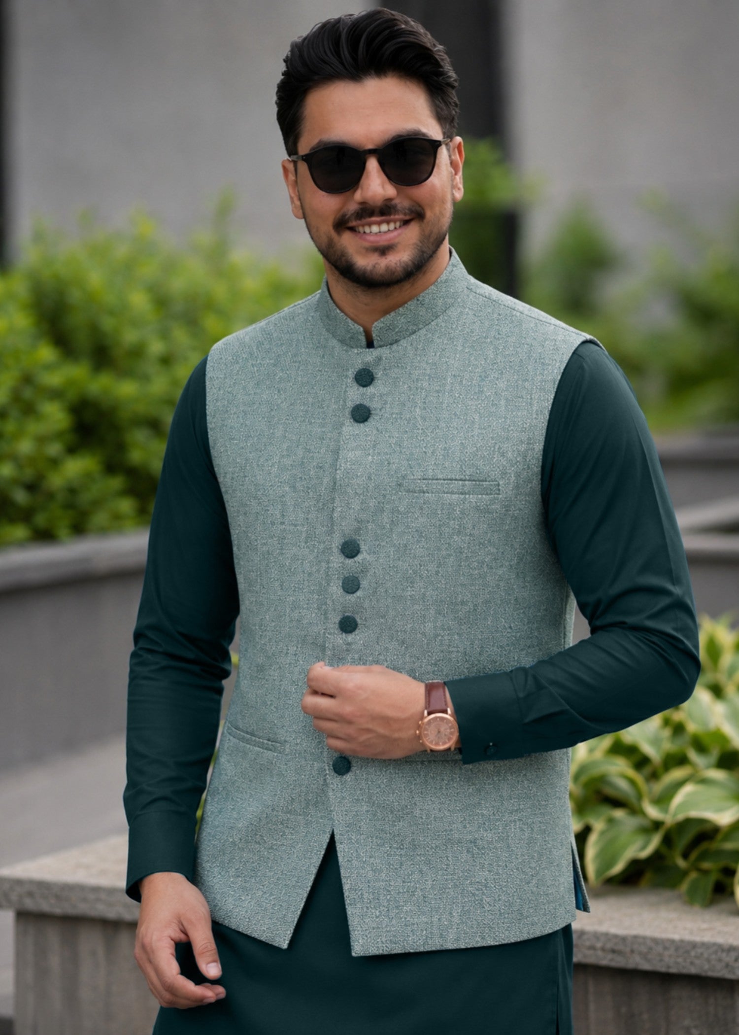 suiting Waistcoat in Emerald green by The Great Masters (TGM)