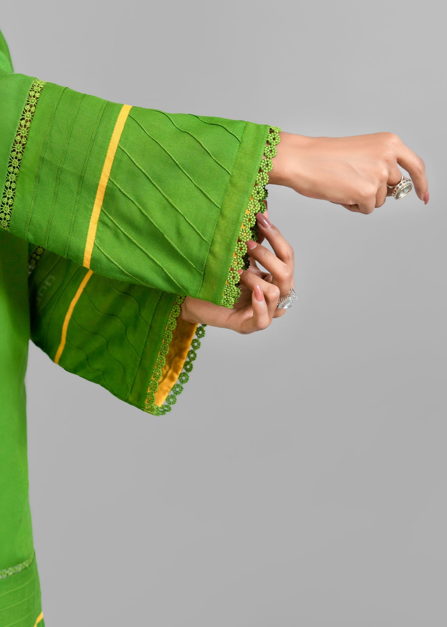 linen Kurta Set in Green