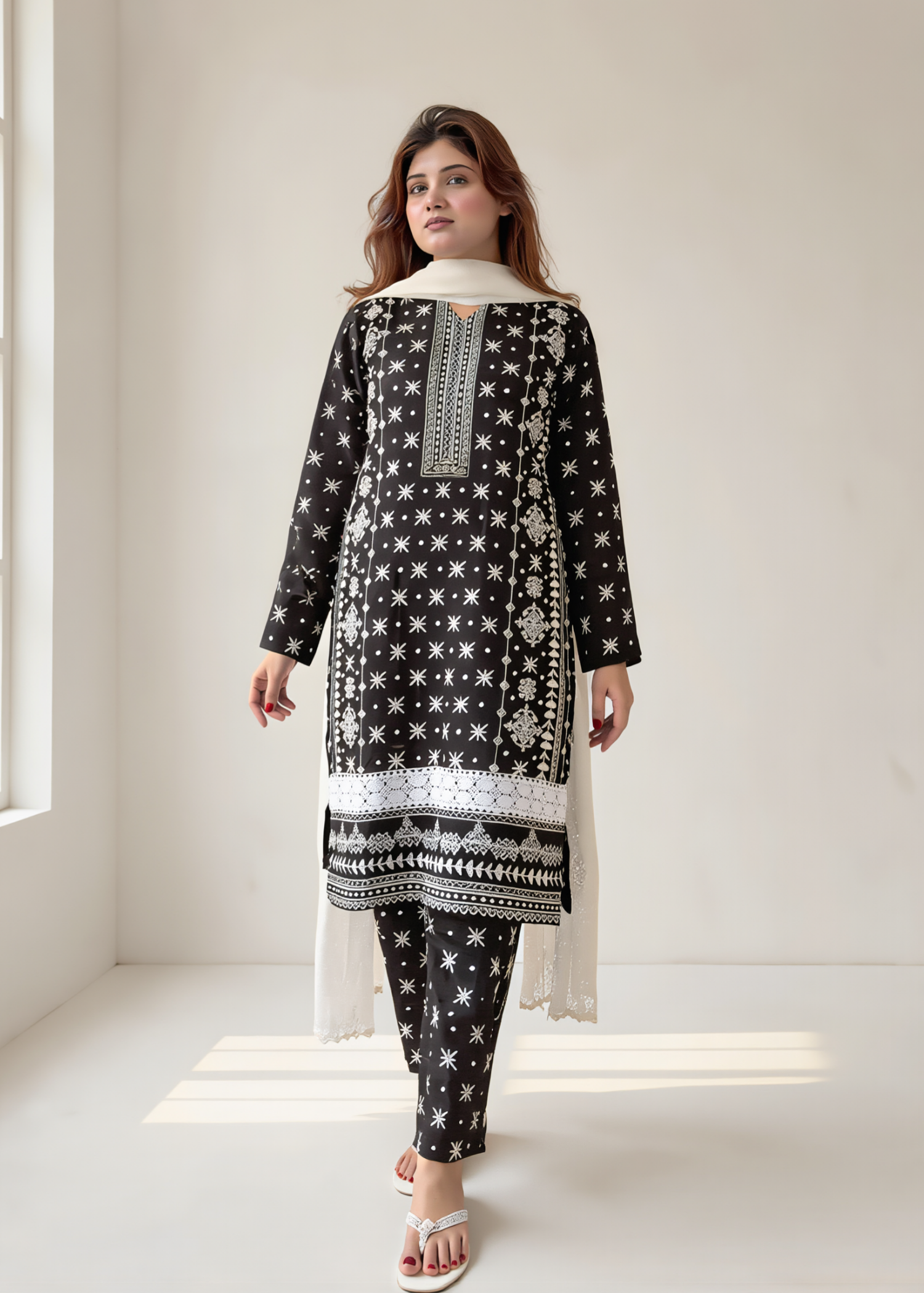cotton dobby Co Ord Sets in Black, white