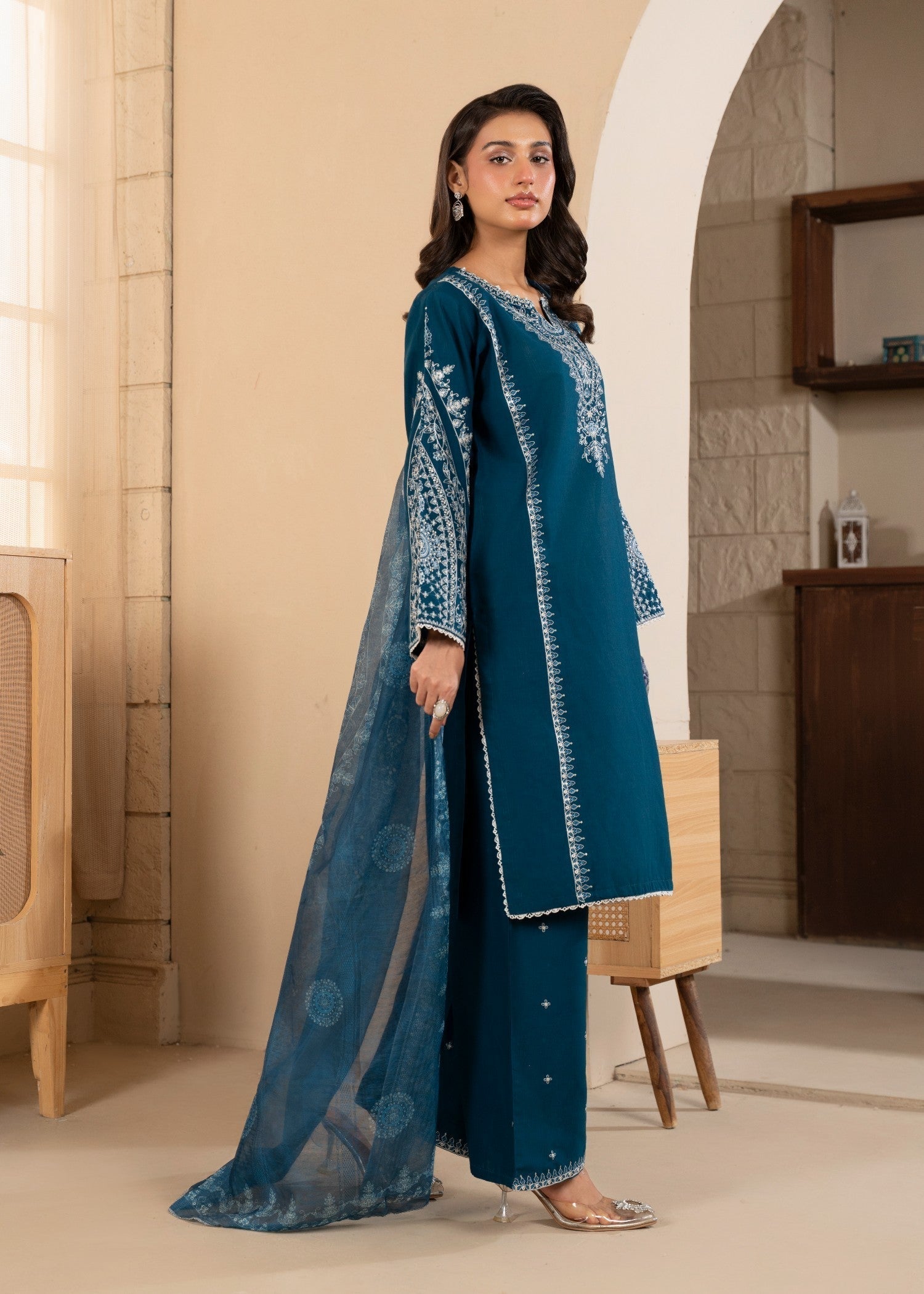 cotton Kurta Set in Cobalt blue